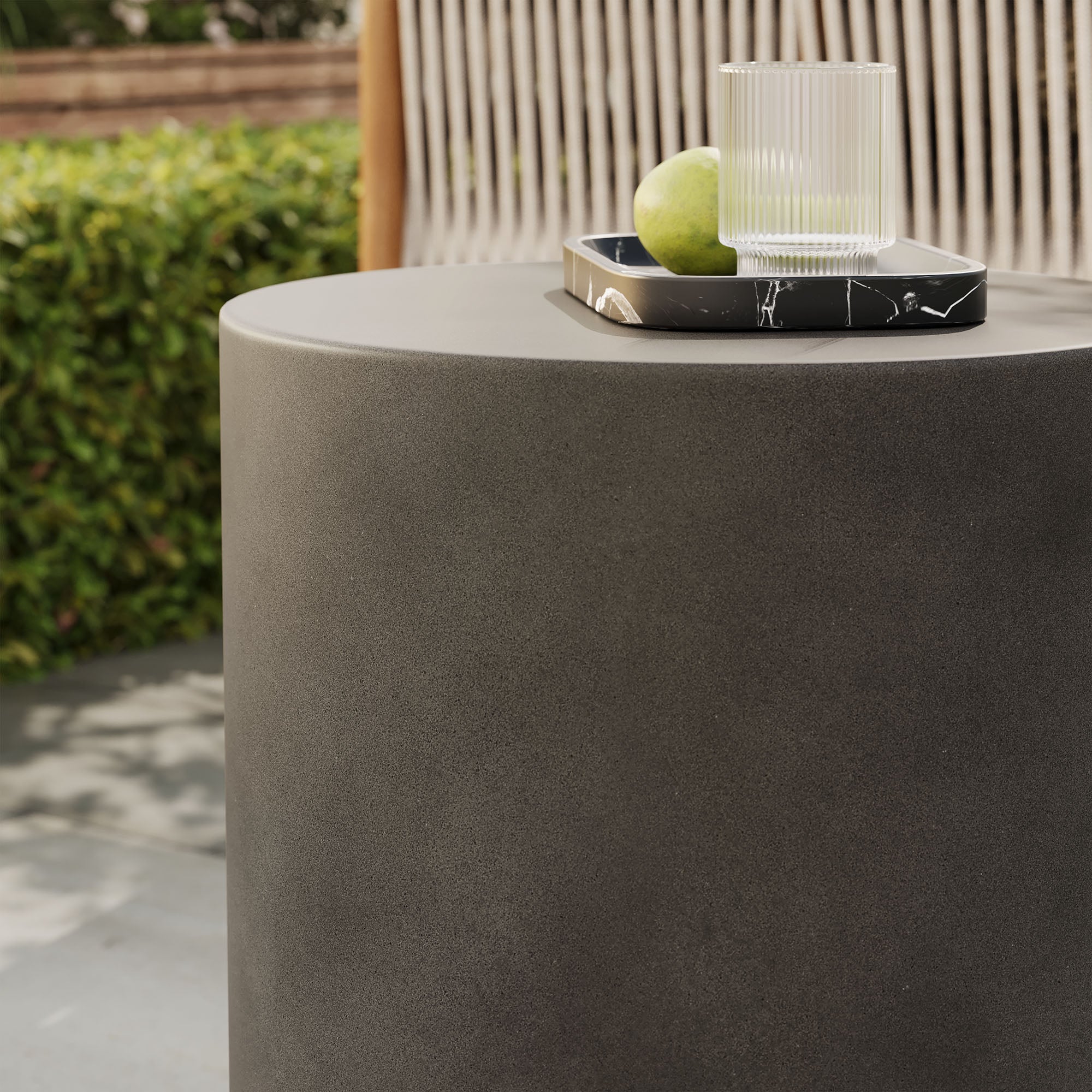 Brion Indoor - Outdoor Patio Concrete Stool, Gray