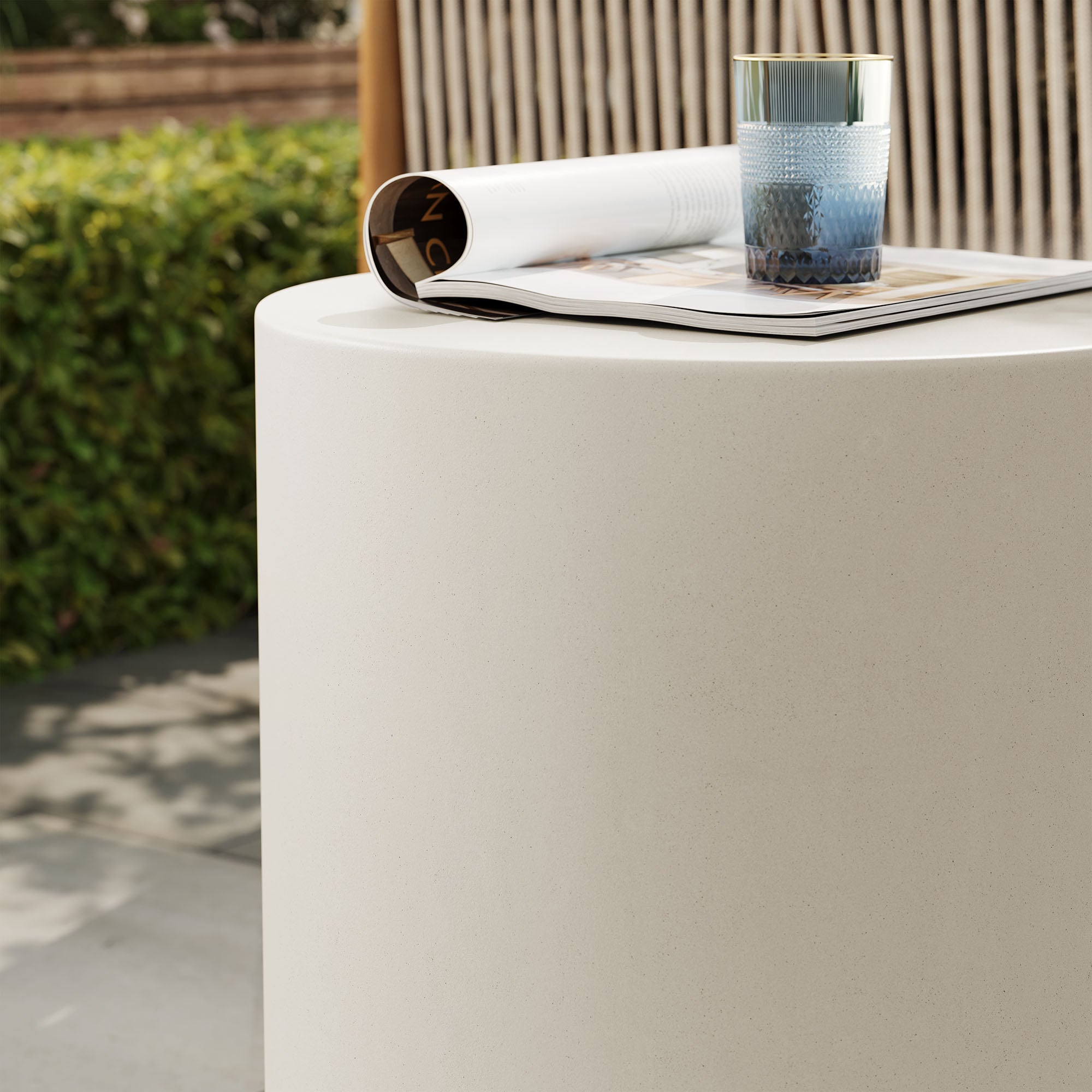 Brion Indoor - Outdoor Patio Concrete Stool, White