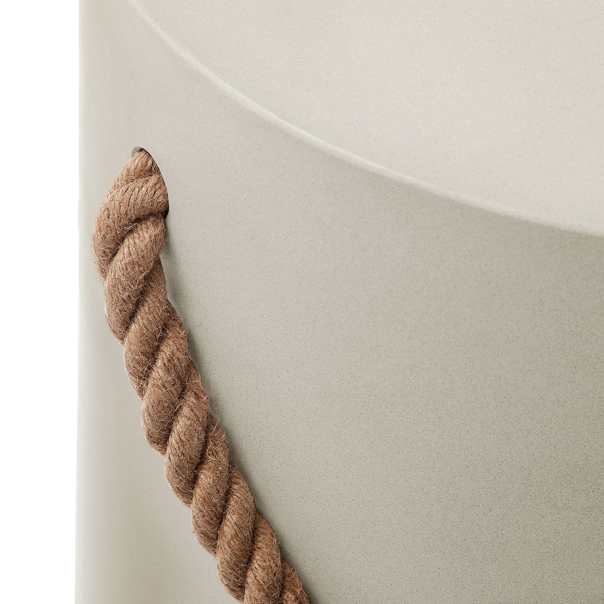 Isera Indoor - Outdoor Patio Rope Concrete Side Table Stool, Light Gray