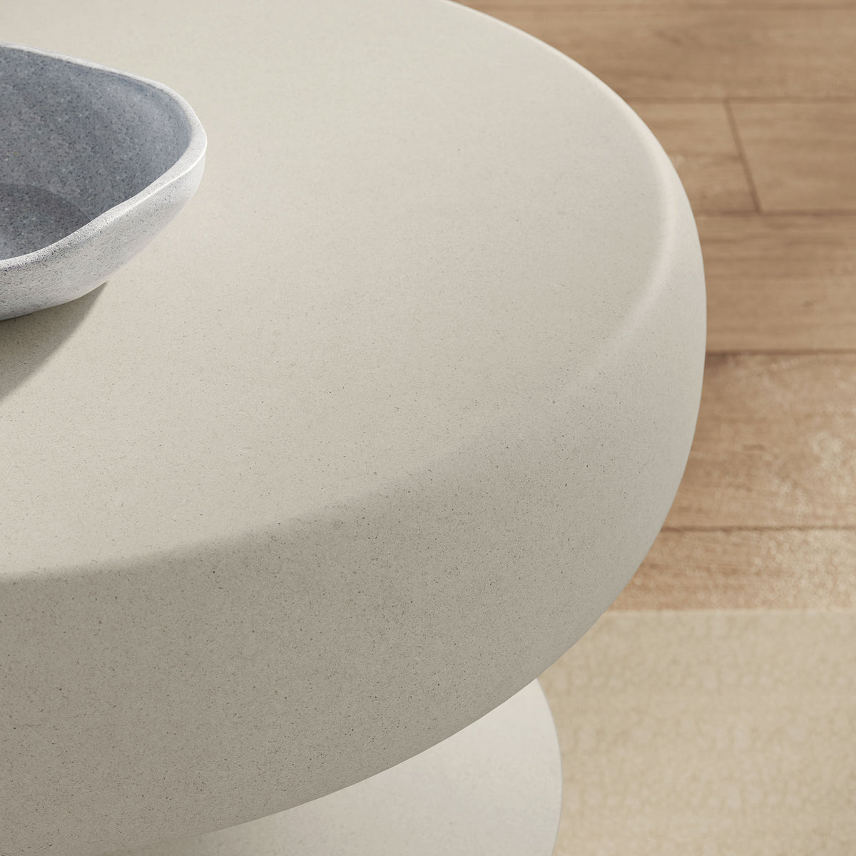 Terza Indoor - Outdoor Patio Concrete Side Table, Light Gray