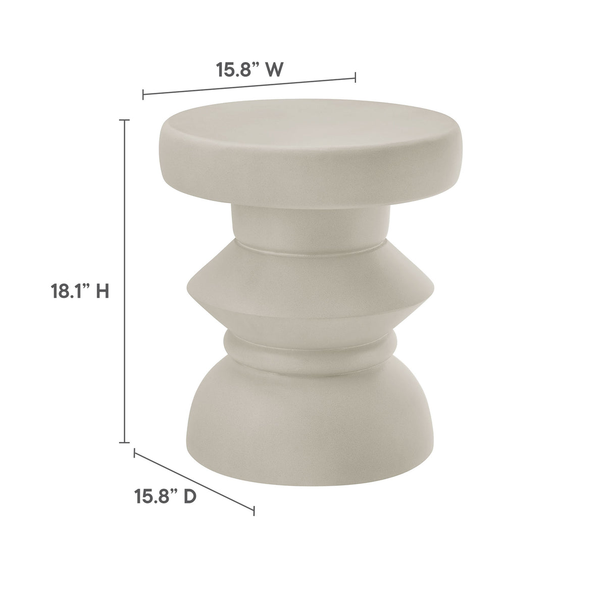 Terza Indoor - Outdoor Patio Concrete Side Table, Light Gray