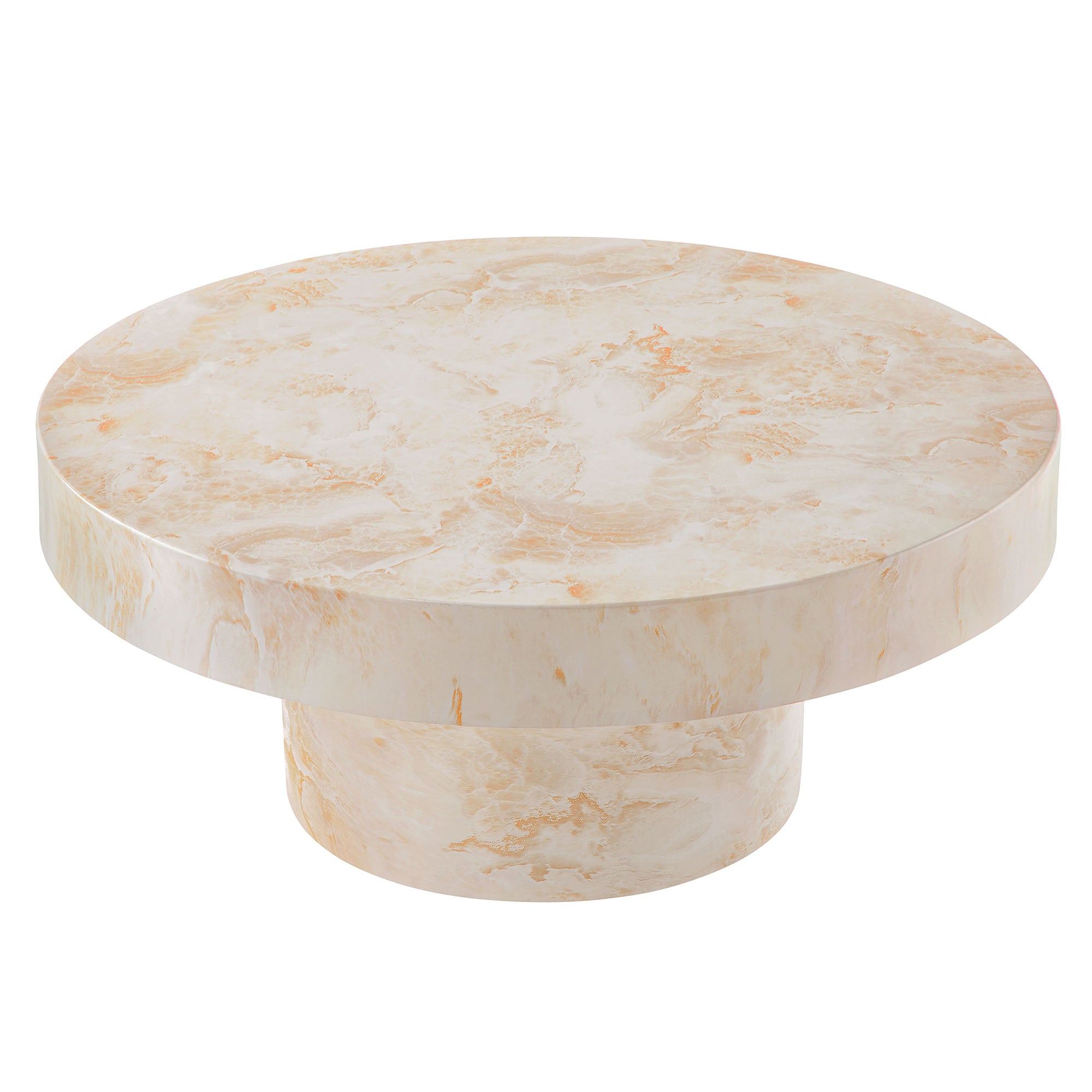Alora Indoor - Outdoor Patio Concrete Round Coffee Table, Honey Onyx