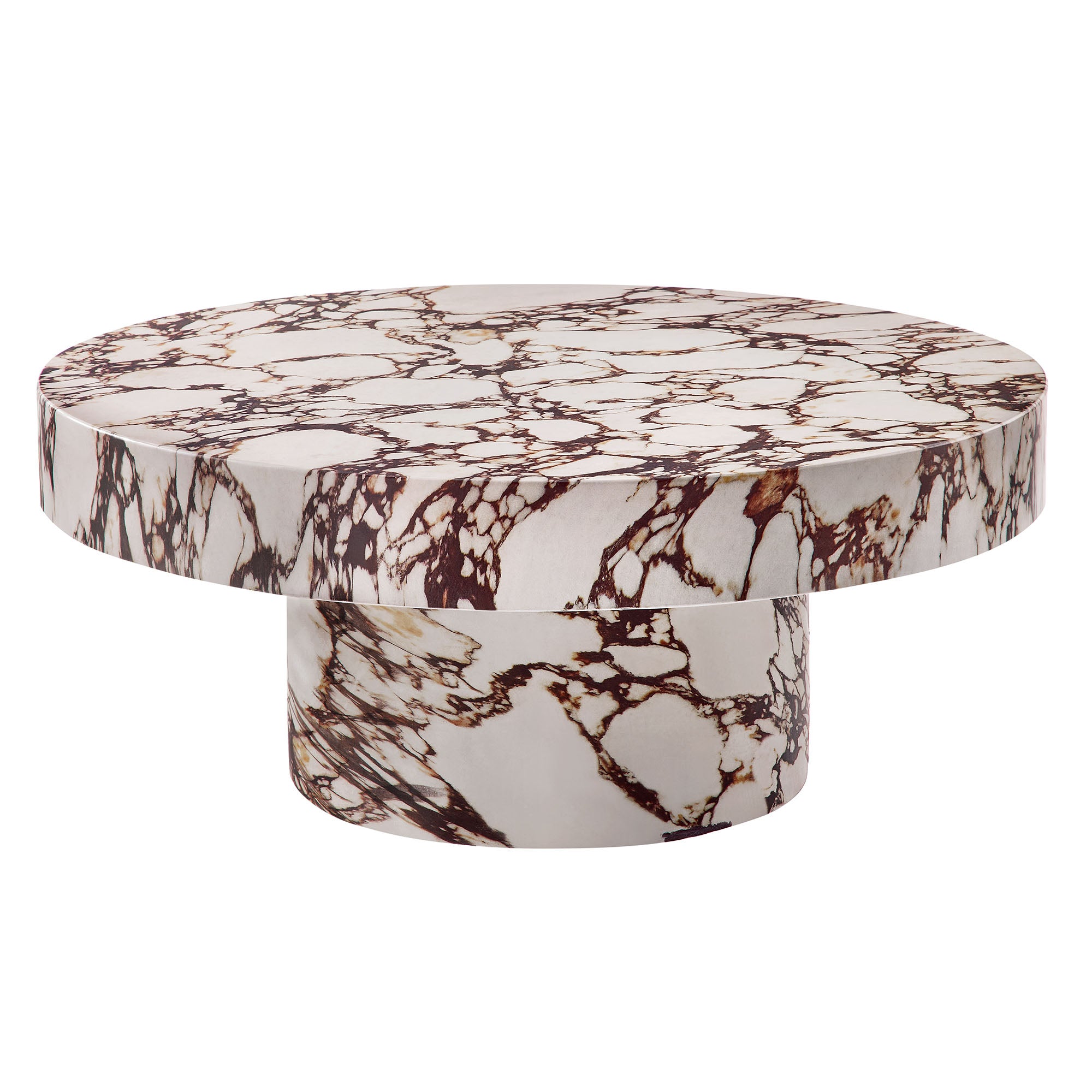 Alora Indoor - Outdoor Patio Concrete Round Coffee Table, Red Marble
