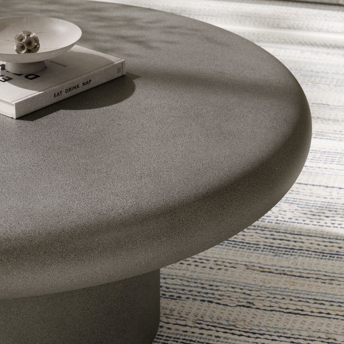 Argos Indoor - Outdoor Patio Concrete Round Coffee Table, Gray