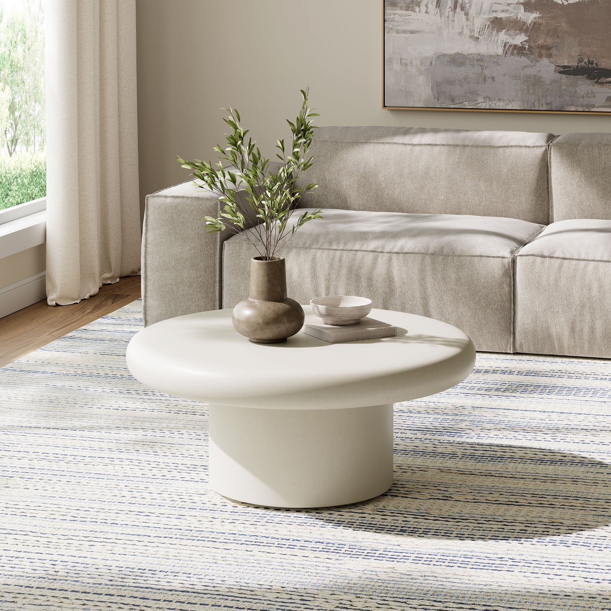 Argos Indoor - Outdoor Patio Concrete Round Coffee Table, White