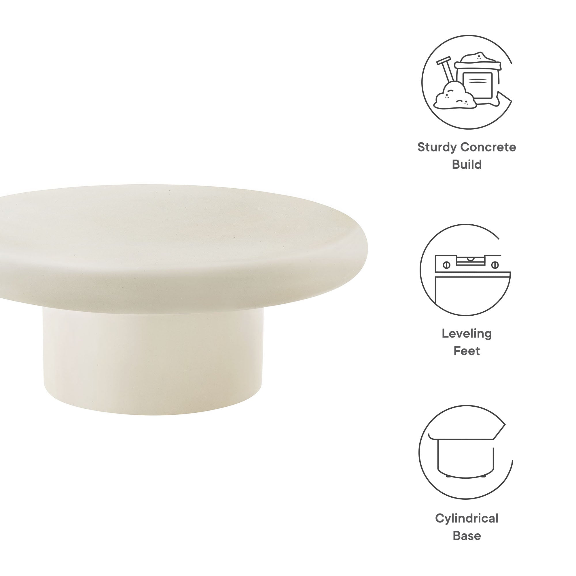 Argos Indoor - Outdoor Patio Concrete Round Coffee Table, White