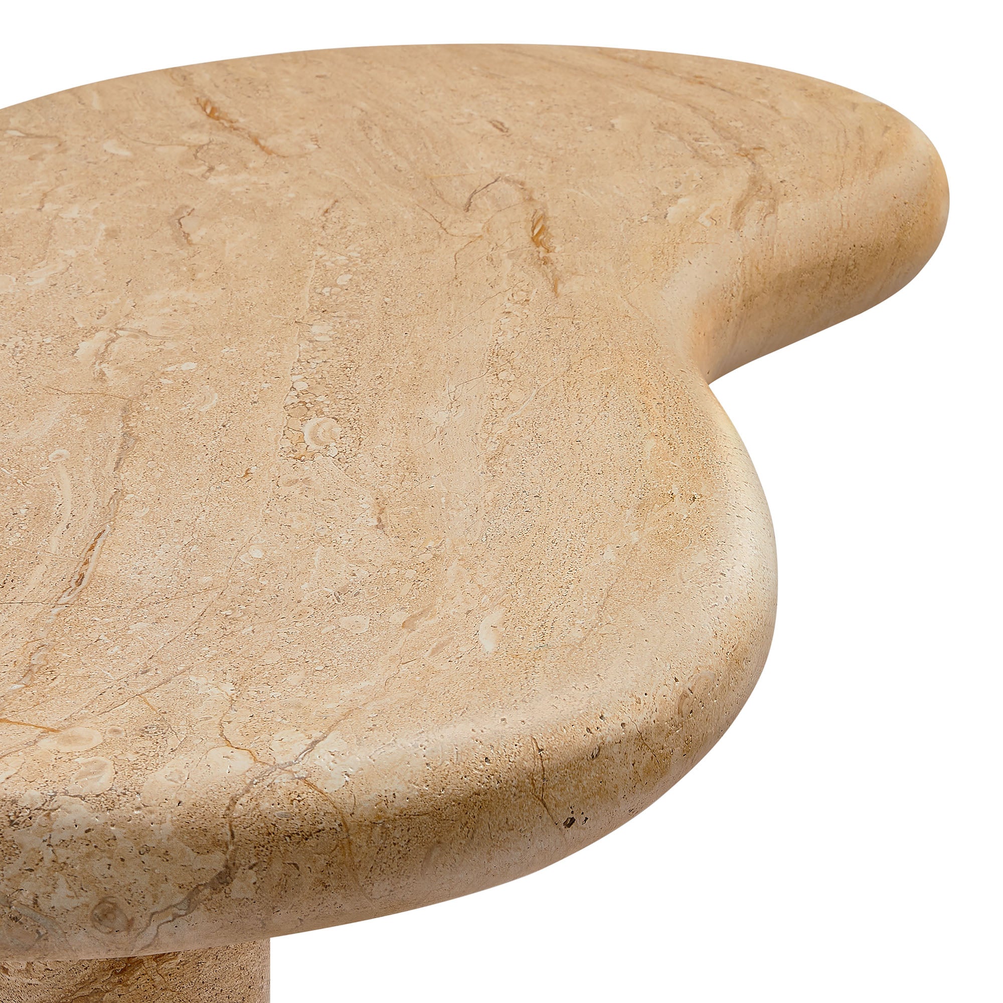 Elowen Indoor - Outdoor Patio Textured Faux Travertine Coffee Table, Travertine