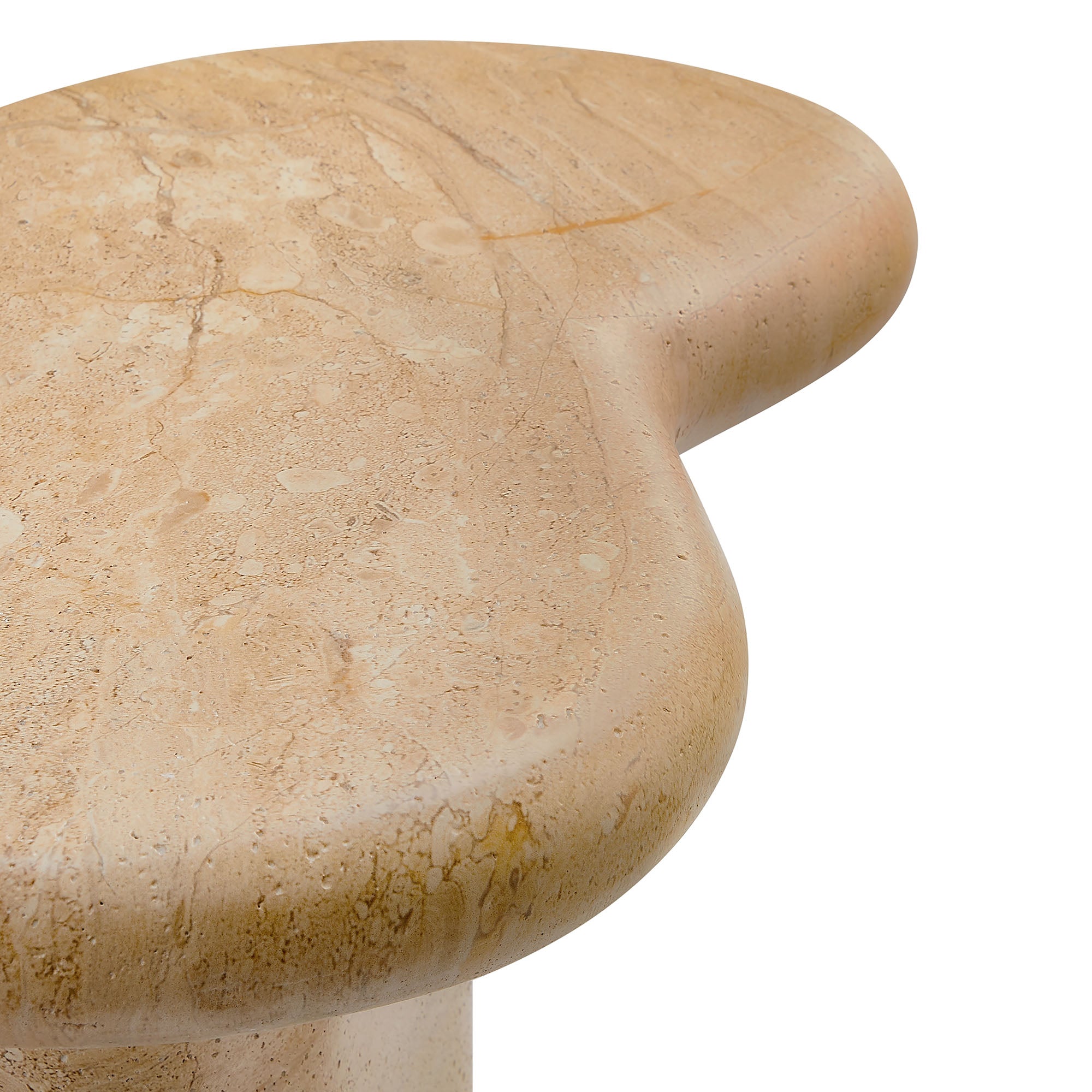 Elowen Indoor - Outdoor Patio Textured Faux Travertine Side Table, Travertine