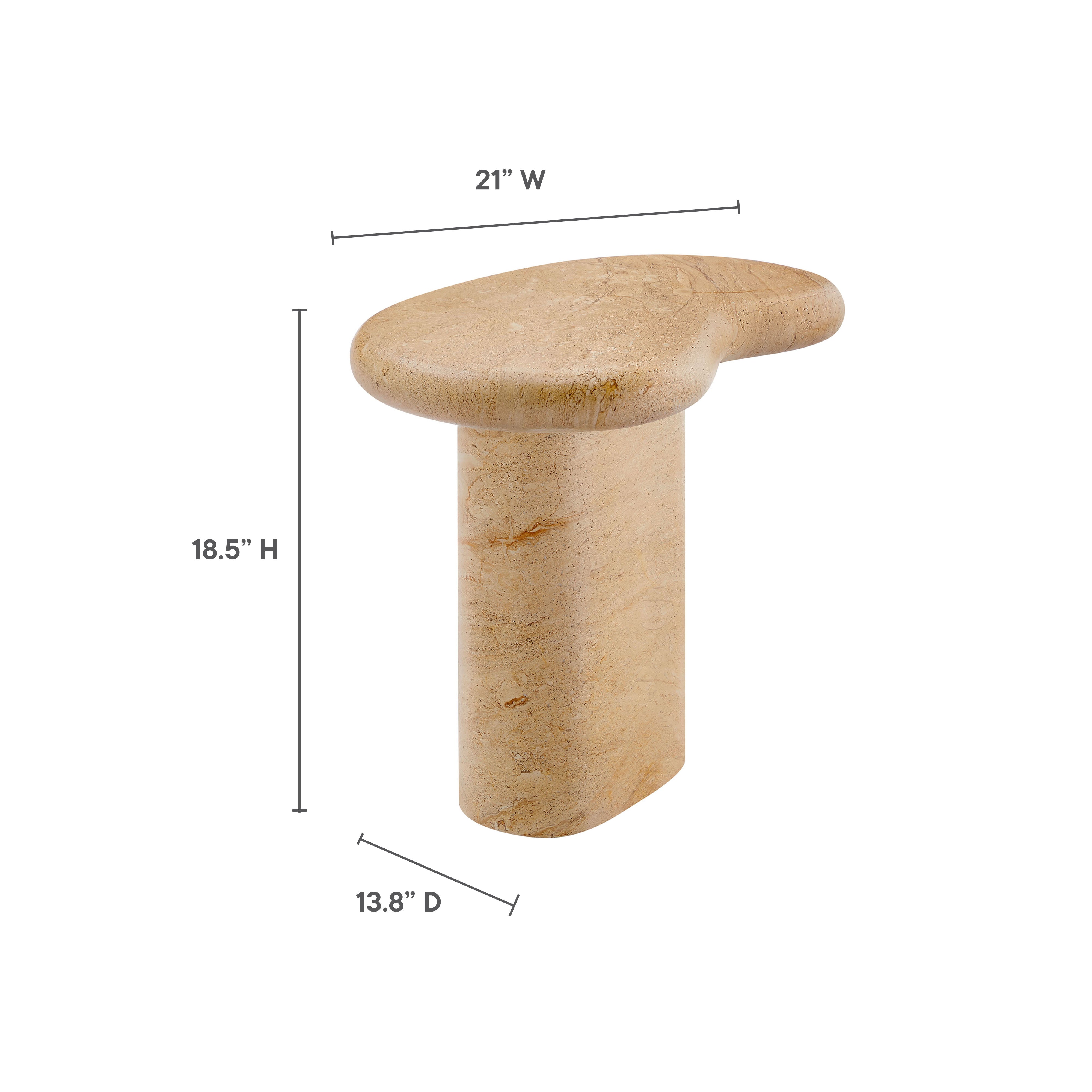 Elowen Indoor - Outdoor Patio Textured Faux Travertine Side Table, Travertine