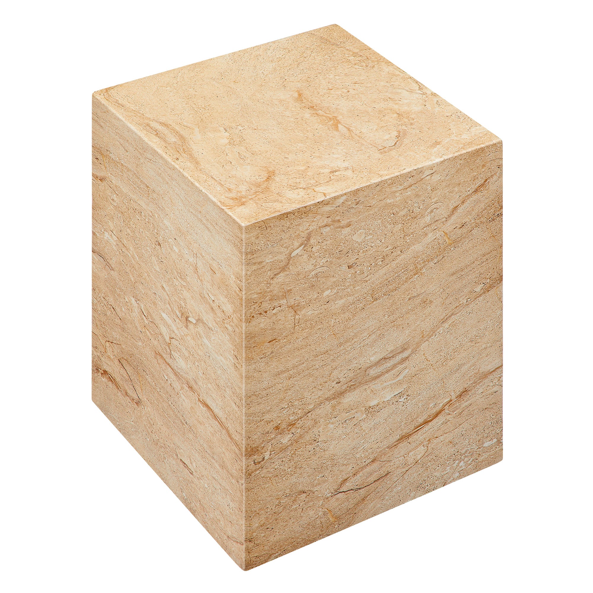 Jordana Square Plinth Indoor - Outdoor Patio Concrete Side Table, Travertine