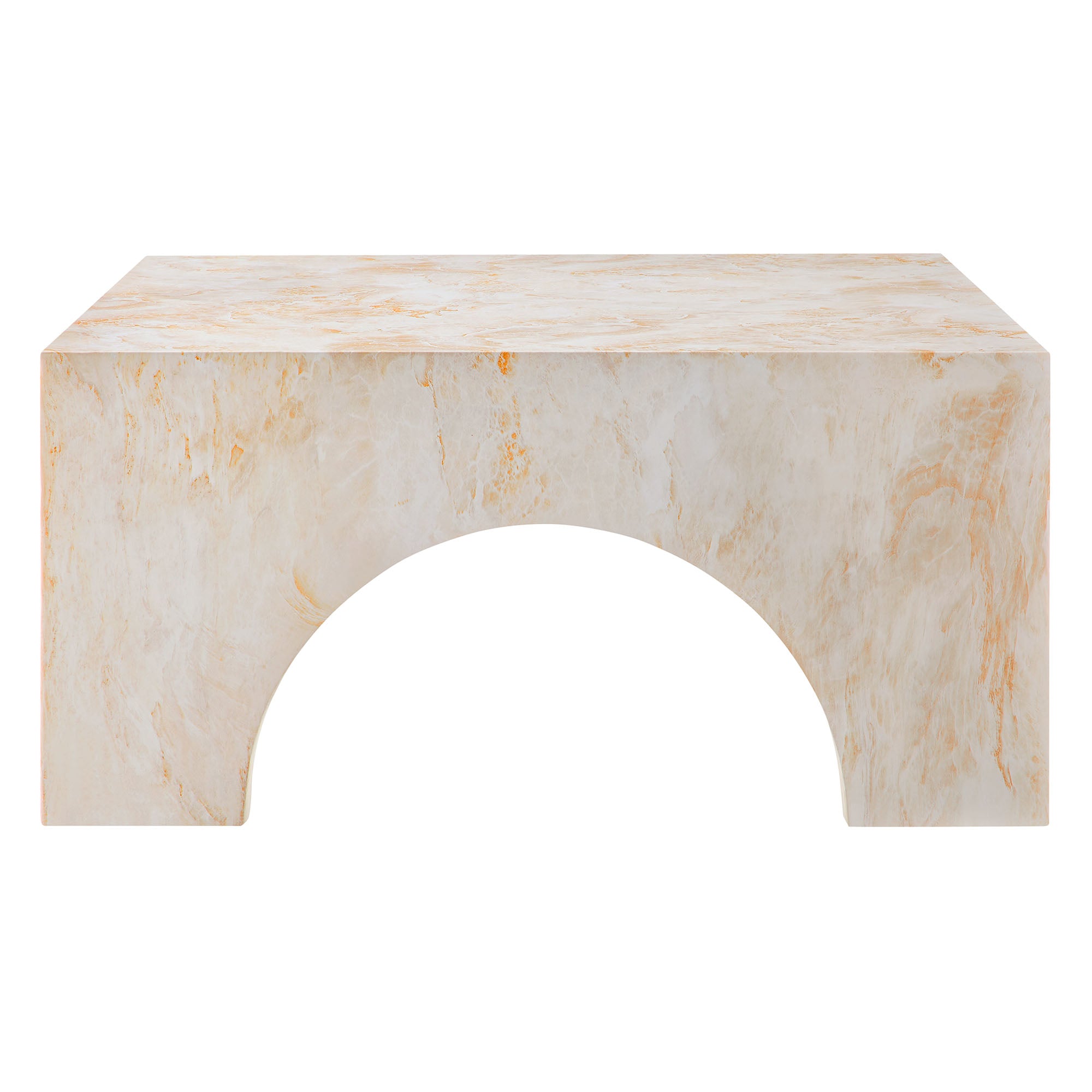 Valen Indoor - Outdoor Patio Arched Concrete Coffee Table, Honey Onyx
