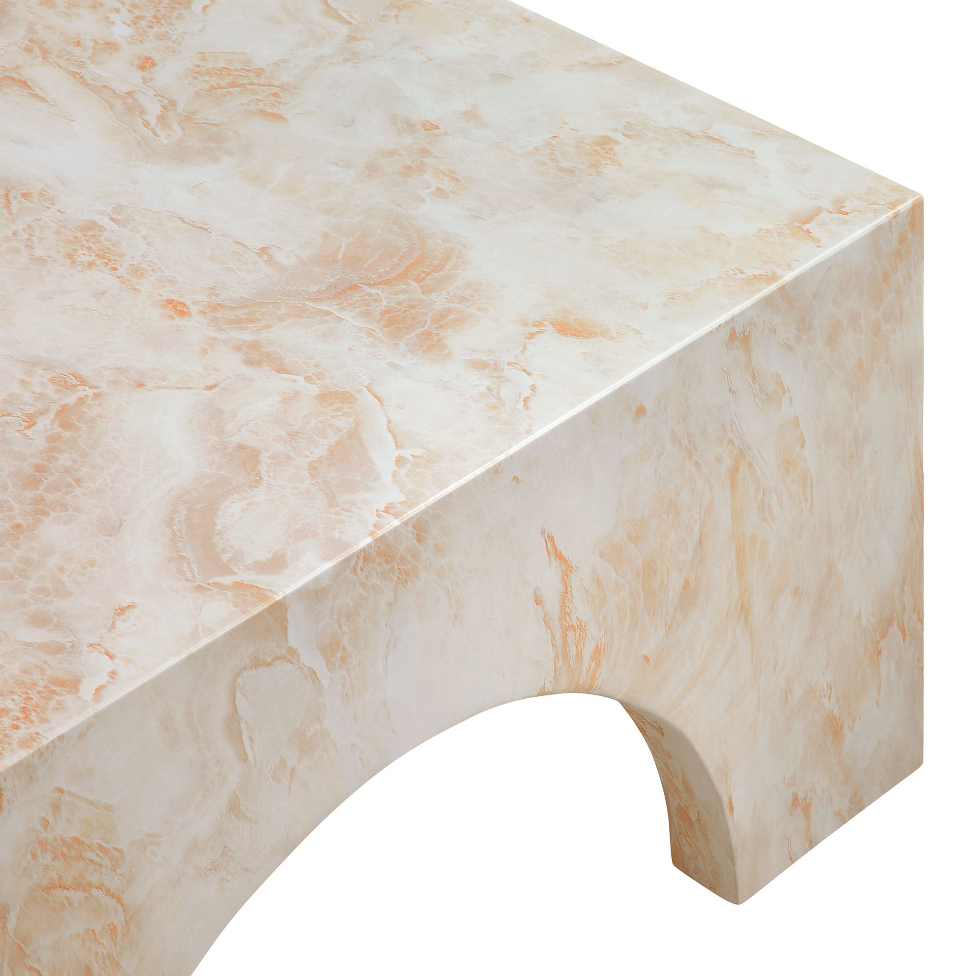 Valen Indoor - Outdoor Patio Arched Concrete Coffee Table, Honey Onyx