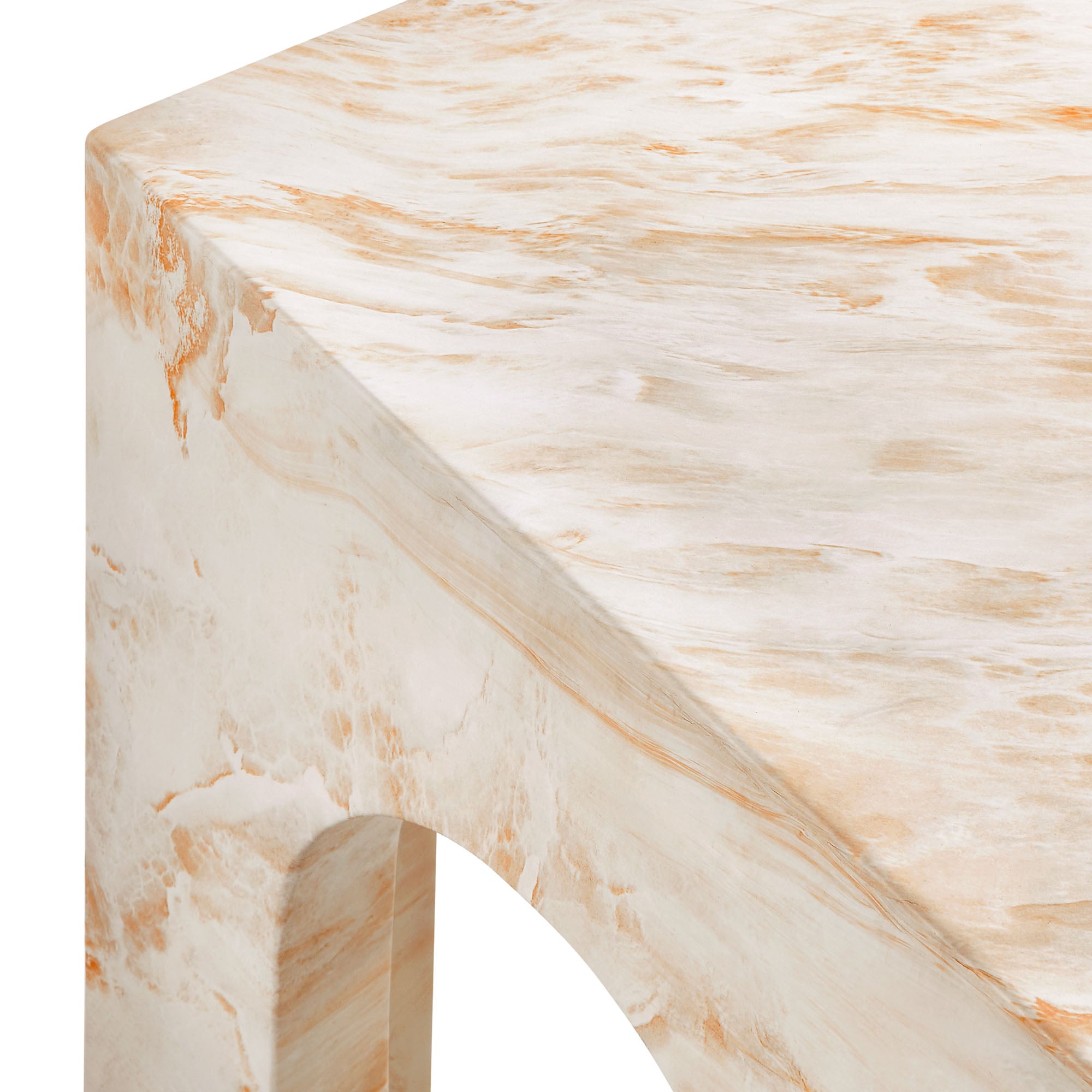 Valen Square Indoor - Outdoor Patio Arched Concrete Side Table, Honey Onyx