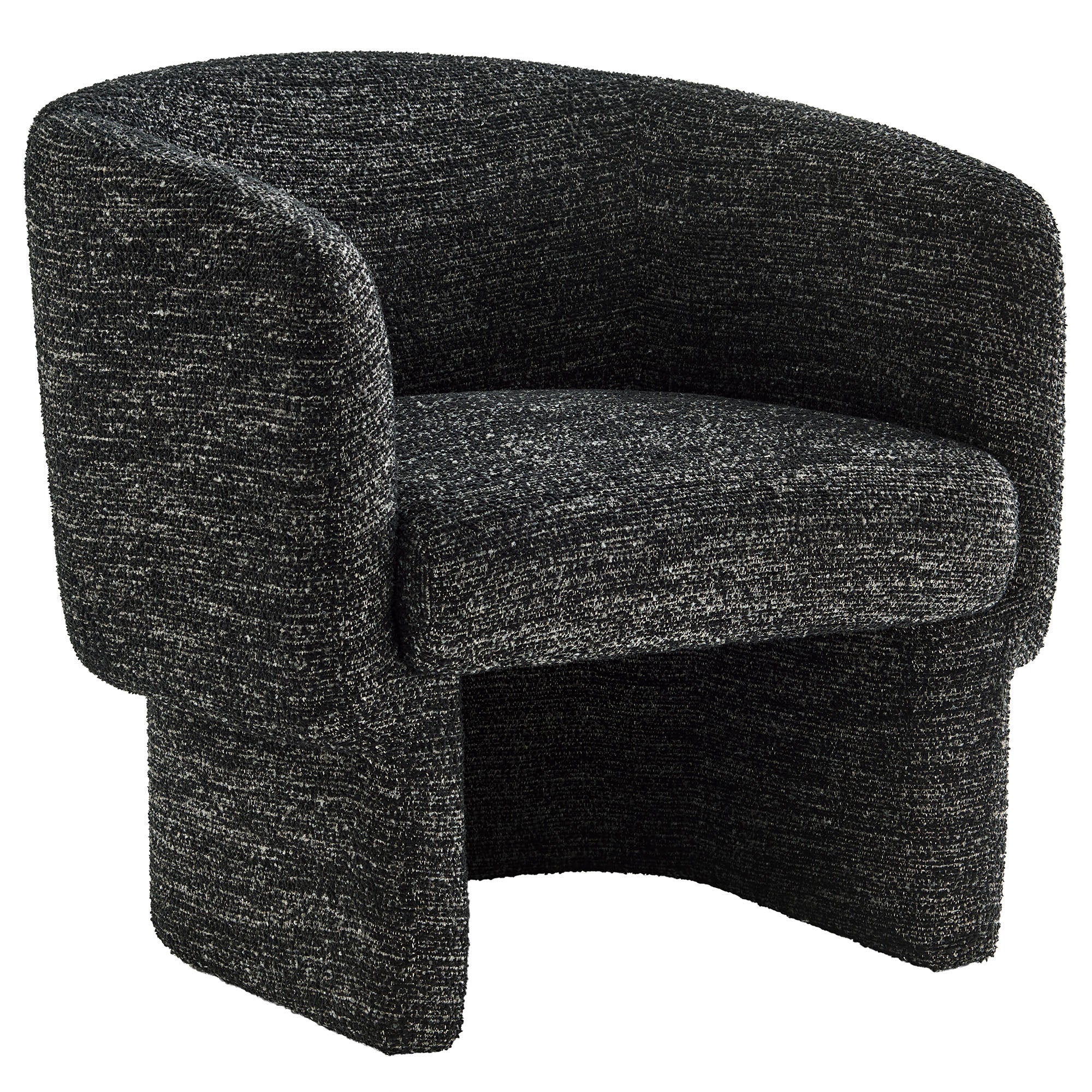 Muse Boucle Fabric Barrel Accent Chair, Charcoal