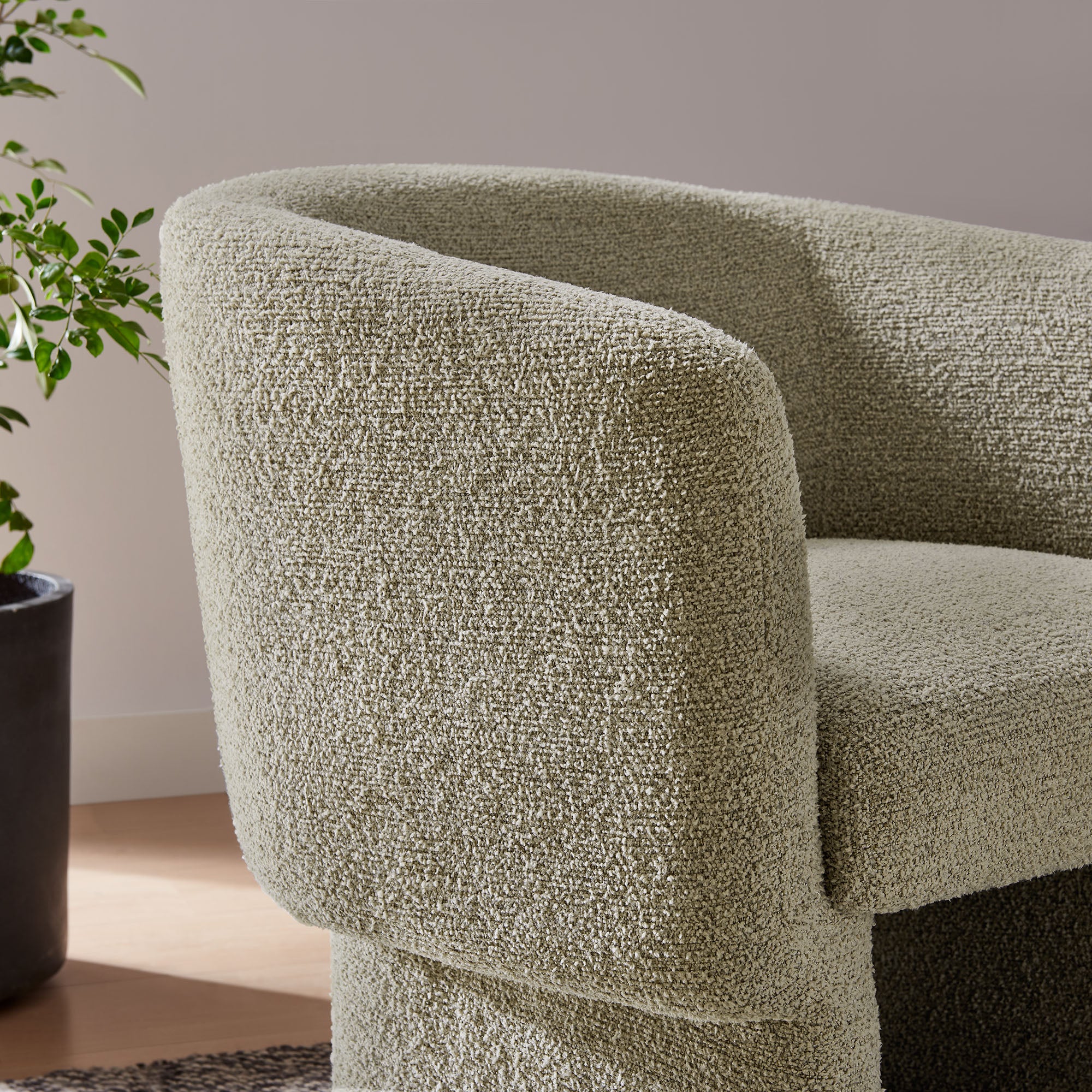 Muse Boucle Fabric Barrel Accent Chair, Cork