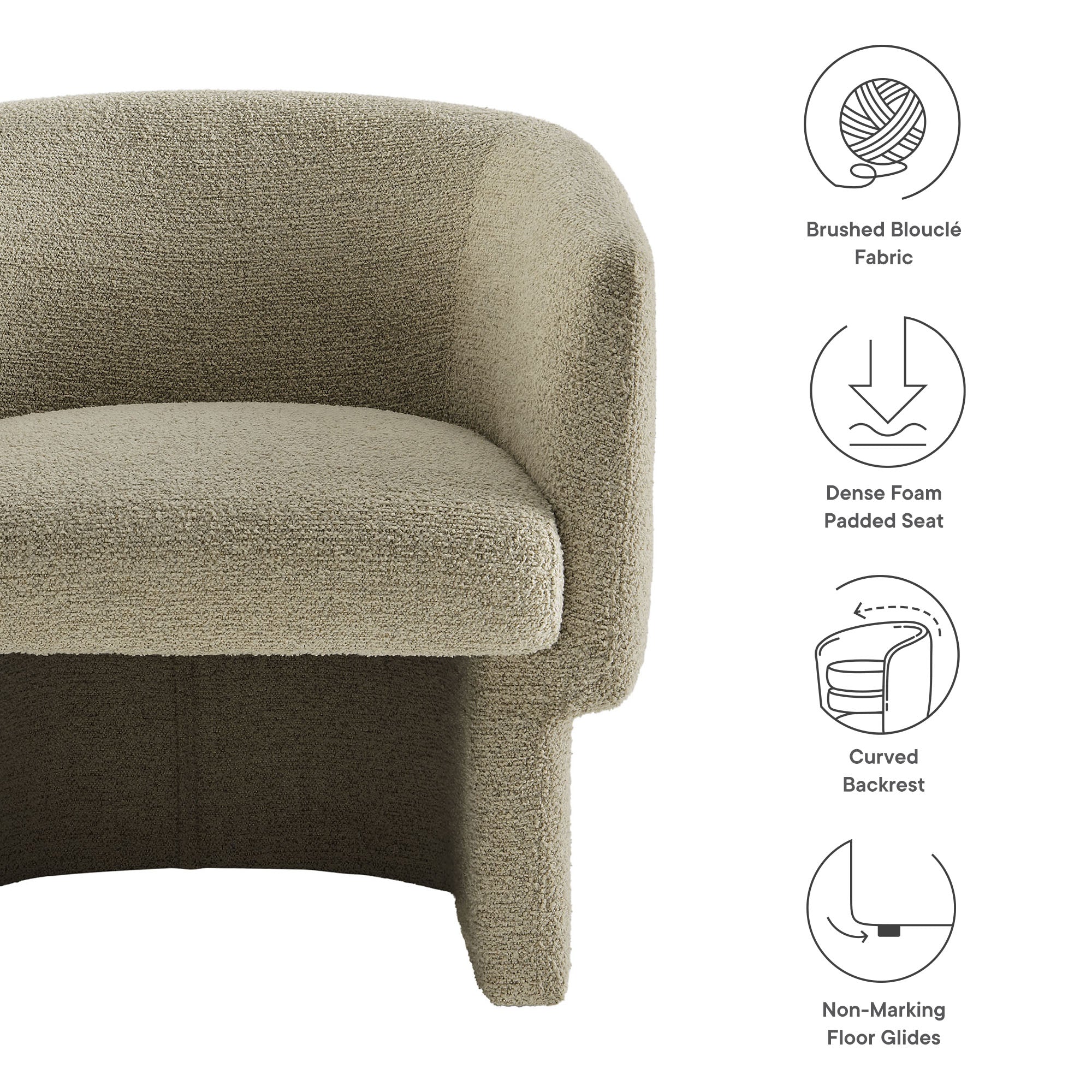 Muse Boucle Fabric Barrel Accent Chair, Cork