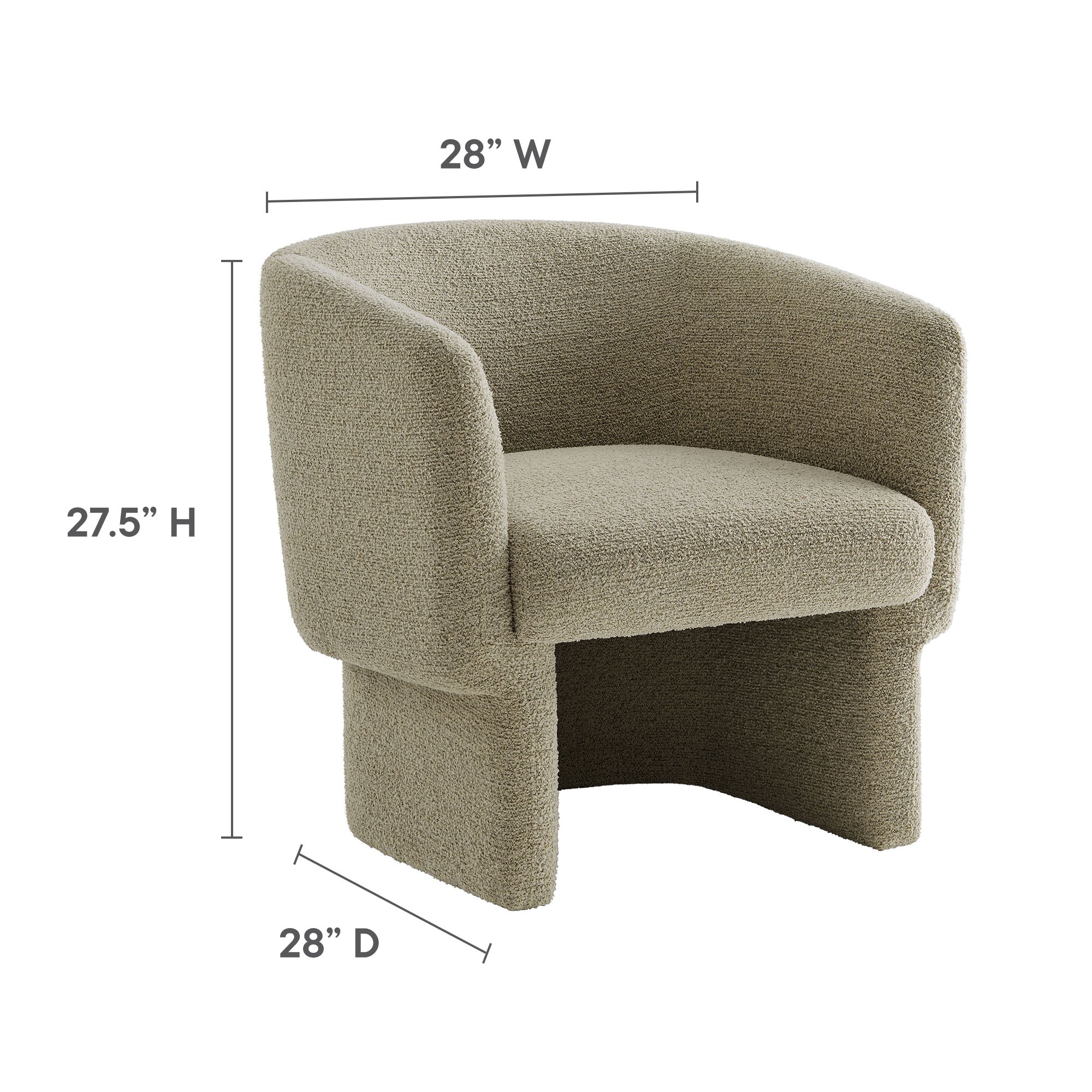 Muse Boucle Fabric Barrel Accent Chair, Cork