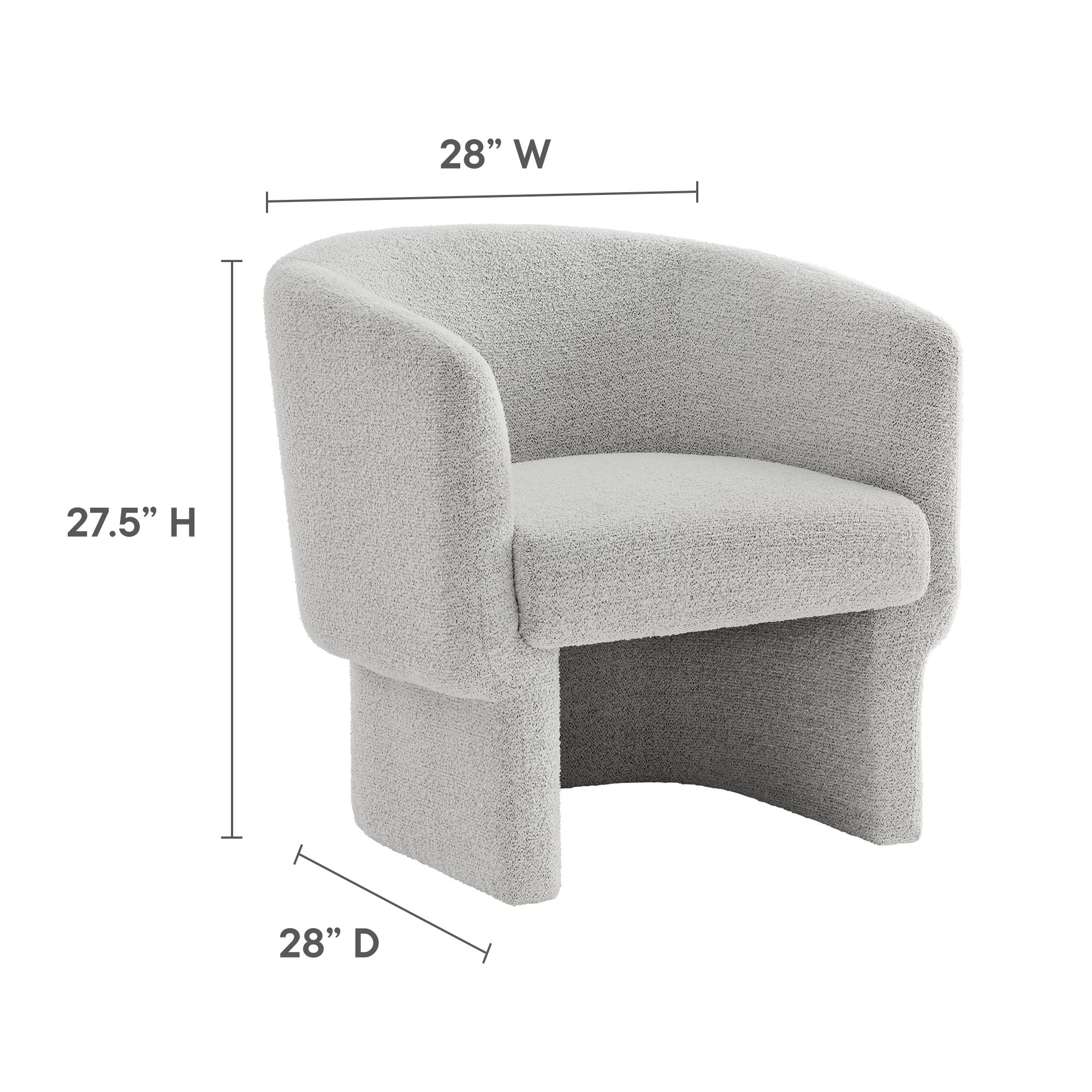 Muse Boucle Fabric Barrel Accent Chair, Newsprint