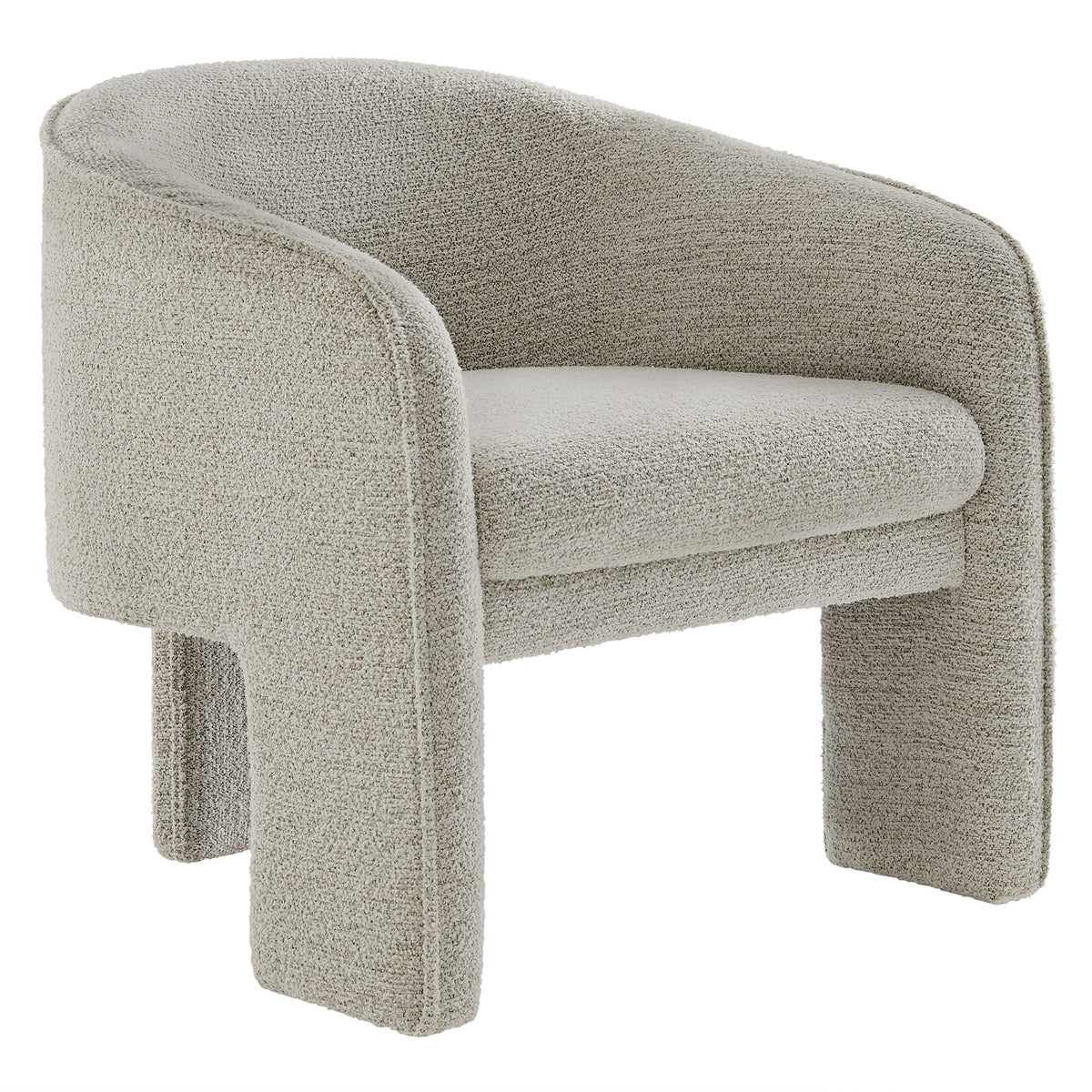 Greer Boucle Fabric Upholstered Accent Armchair, Parchment