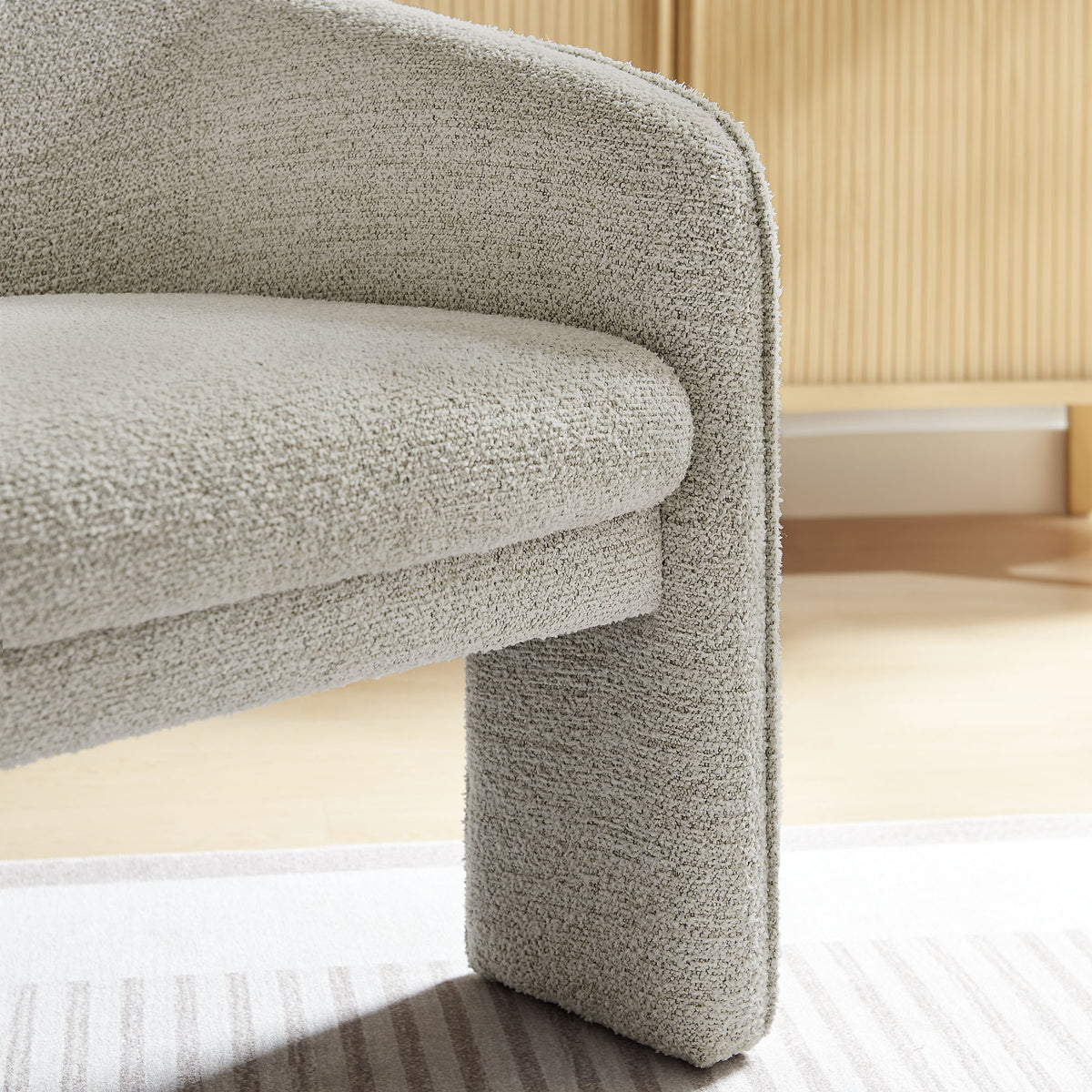 Greer Boucle Fabric Upholstered Accent Armchair, Parchment