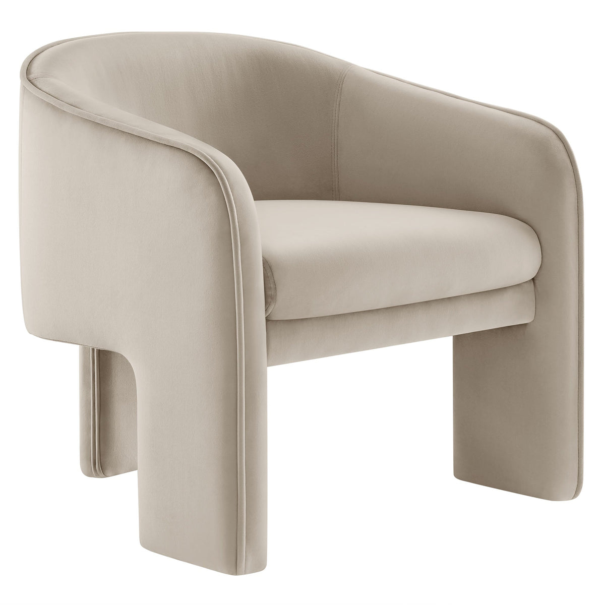 Greer Performance Velvet Upholstered Accent Armchair, Almond
