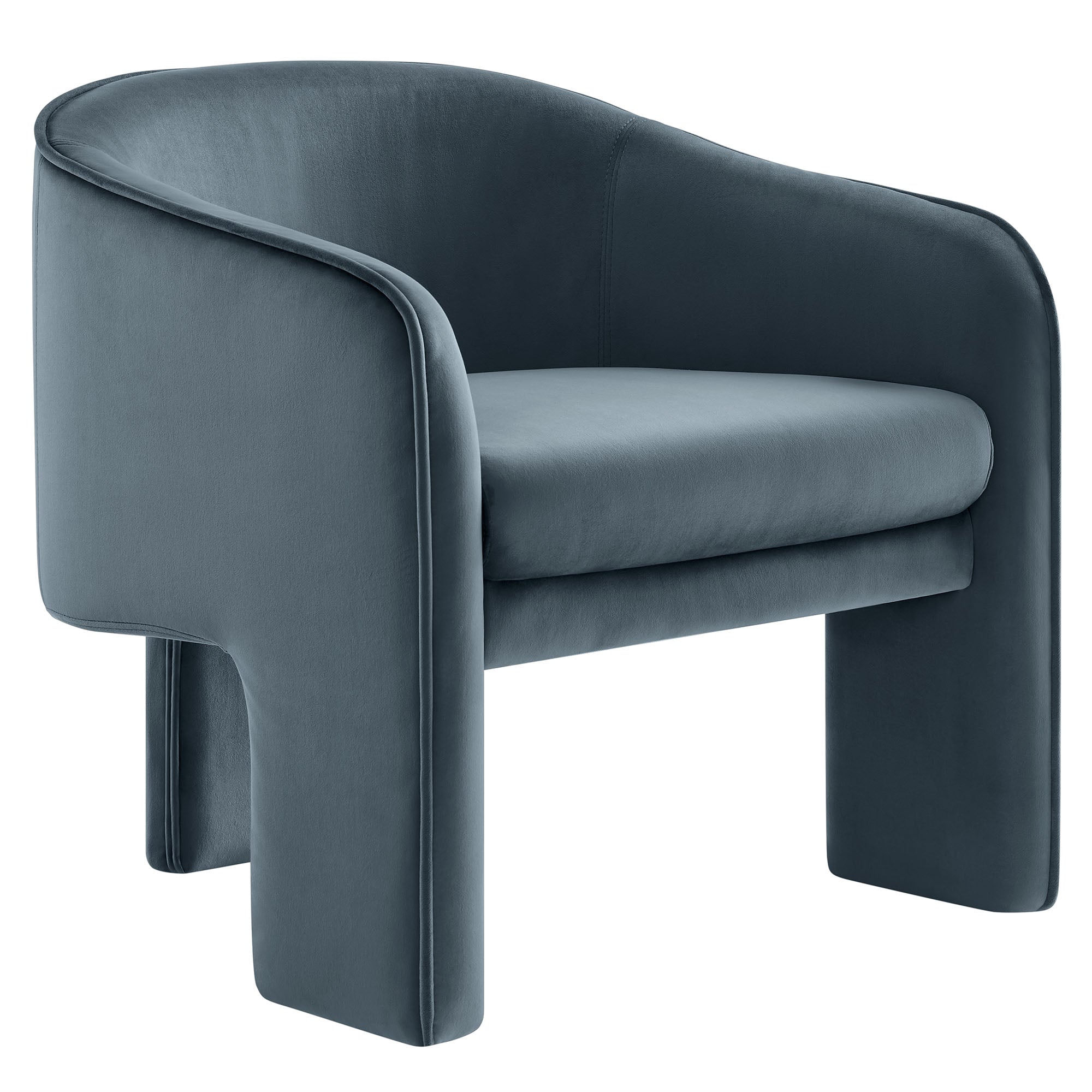 Greer Performance Velvet Upholstered Accent Armchair, Cadet Blue