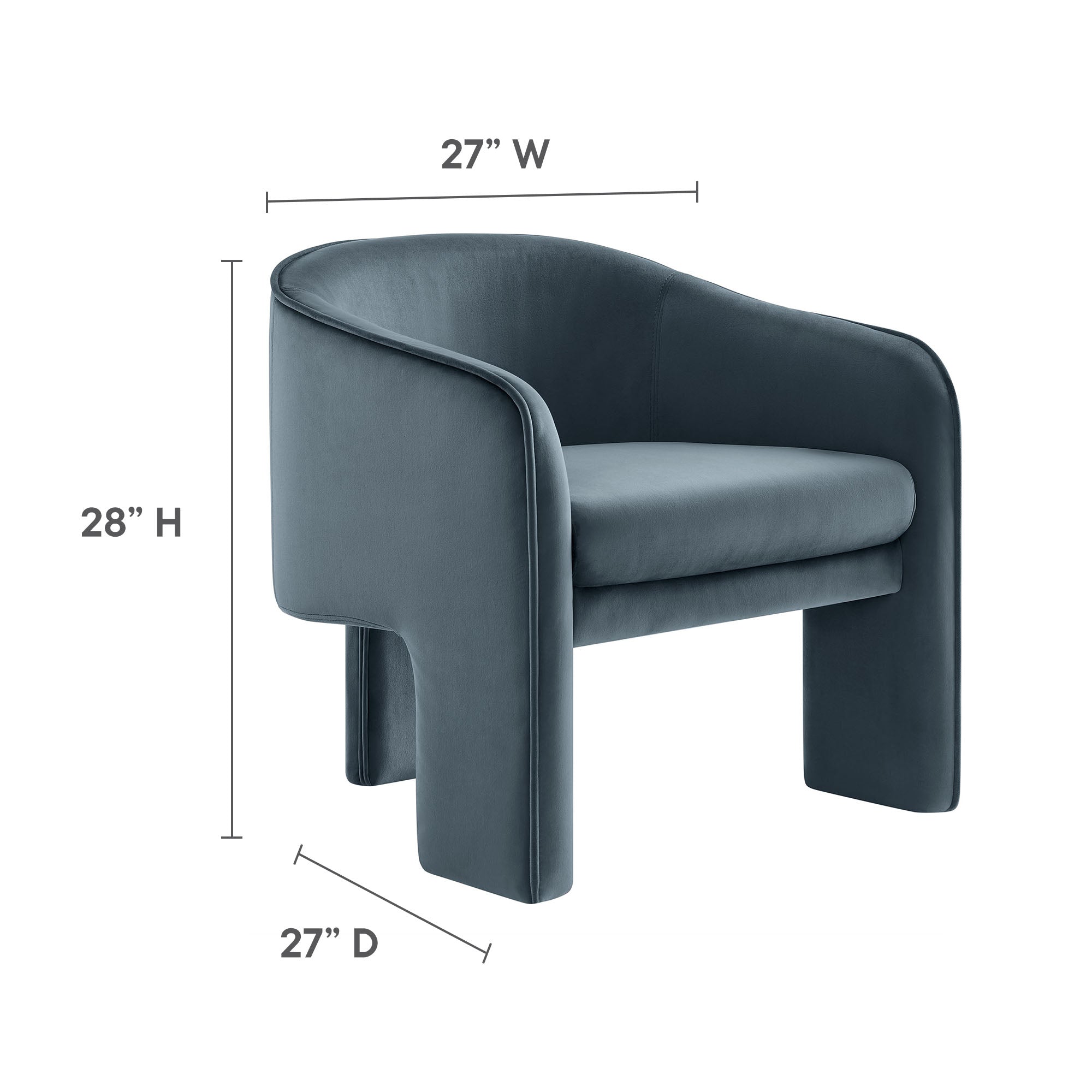 Greer Performance Velvet Upholstered Accent Armchair, Cadet Blue