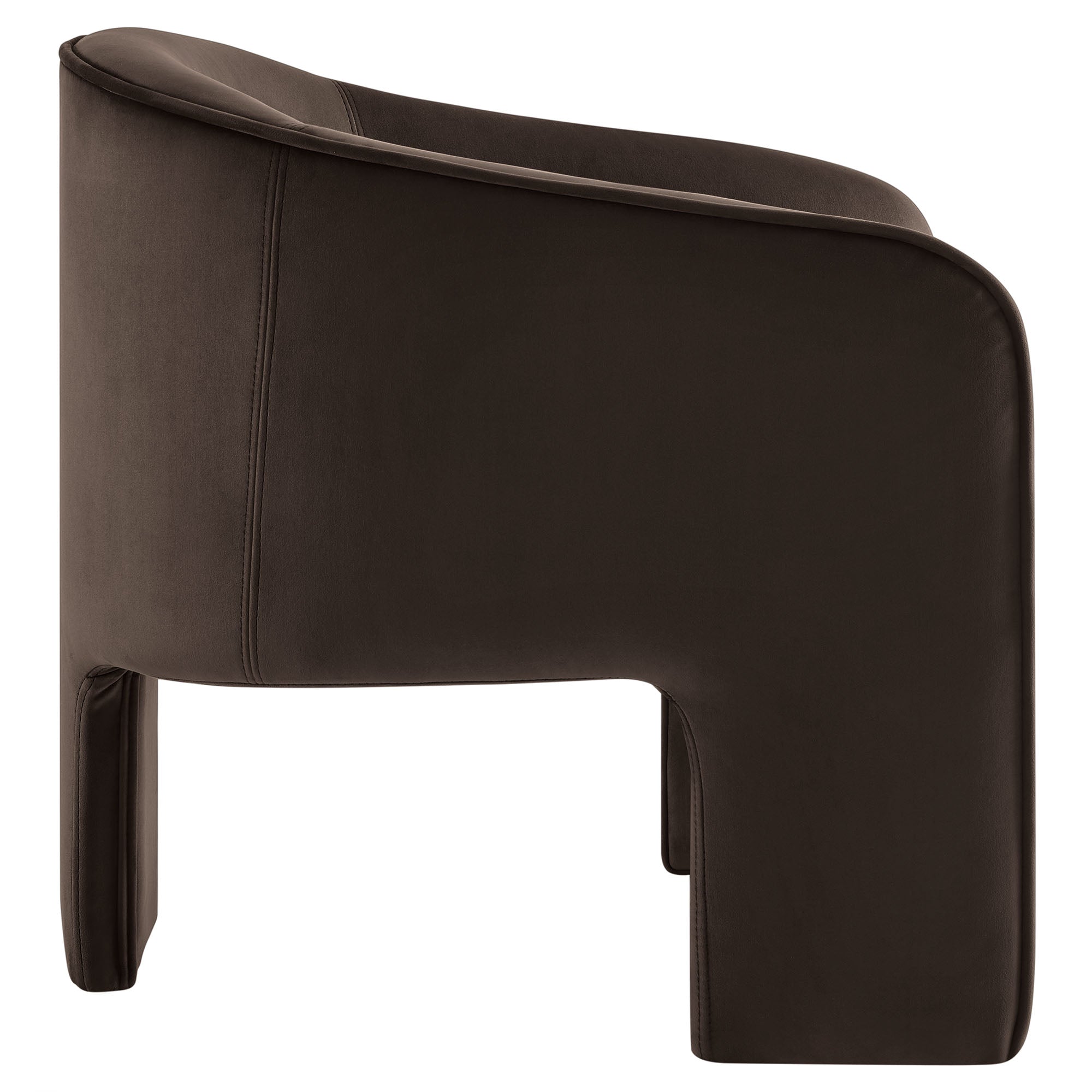 Greer Performance Velvet Upholstered Accent Armchair, Chocolate Brown