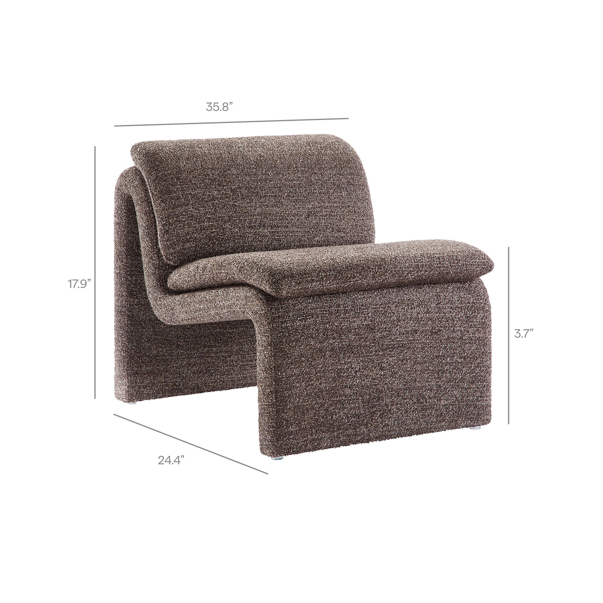 Lume Boucle Upholstered Armless Accent Chair, Antique