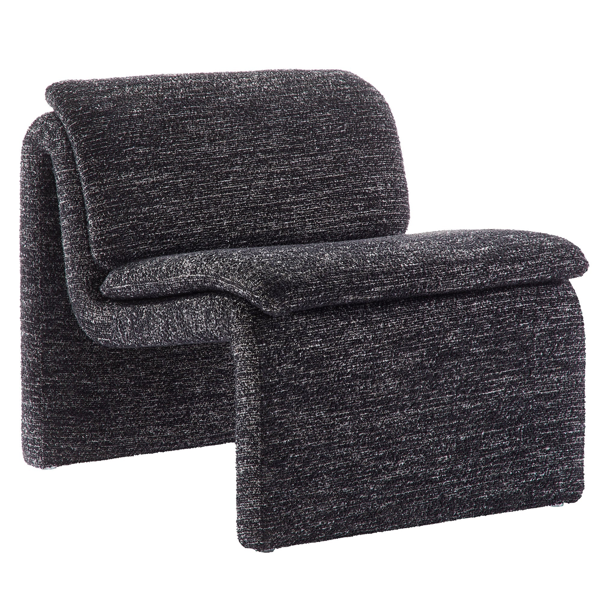 Lume Boucle Upholstered Armless Accent Chair, Charcoal