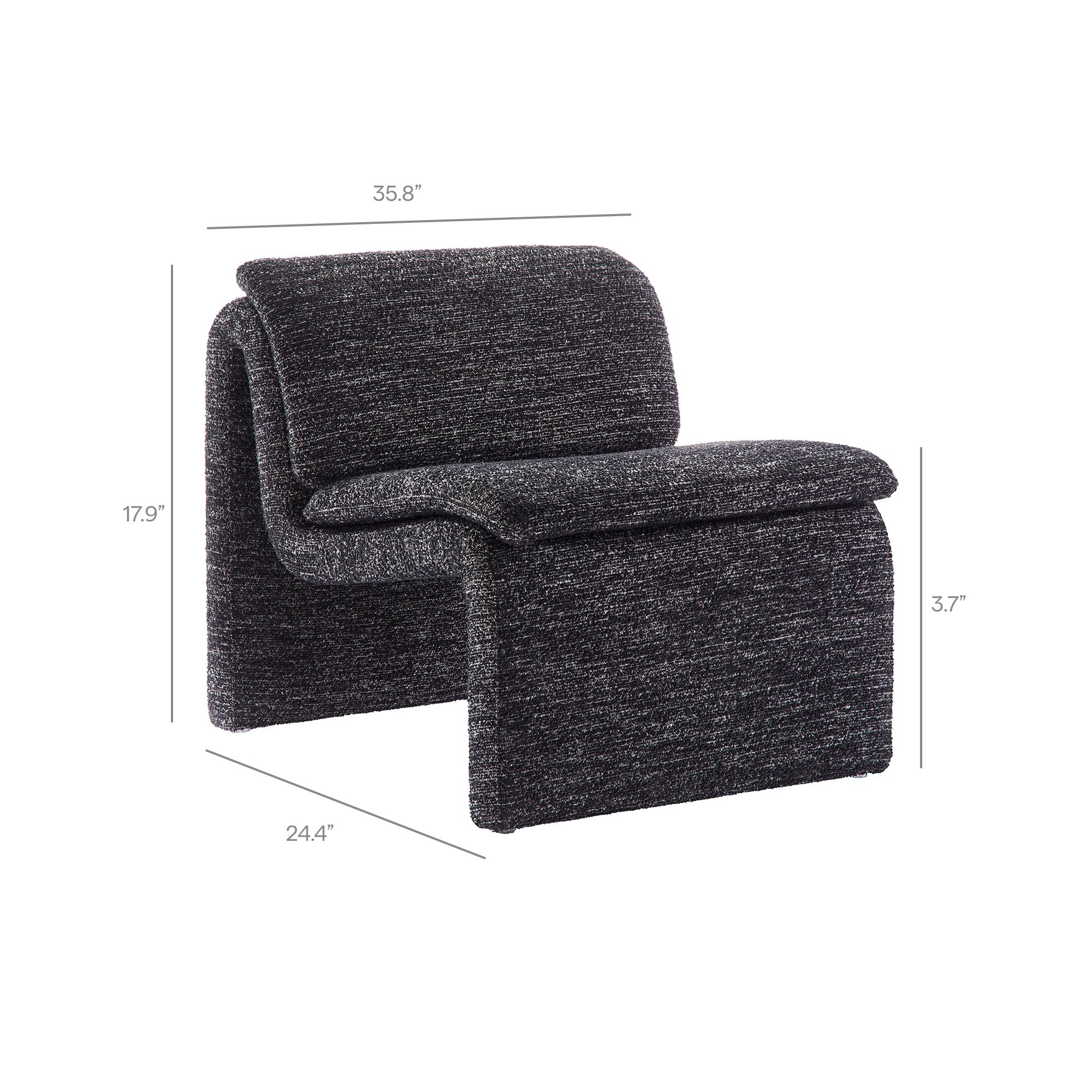 Lume Boucle Upholstered Armless Accent Chair, Charcoal