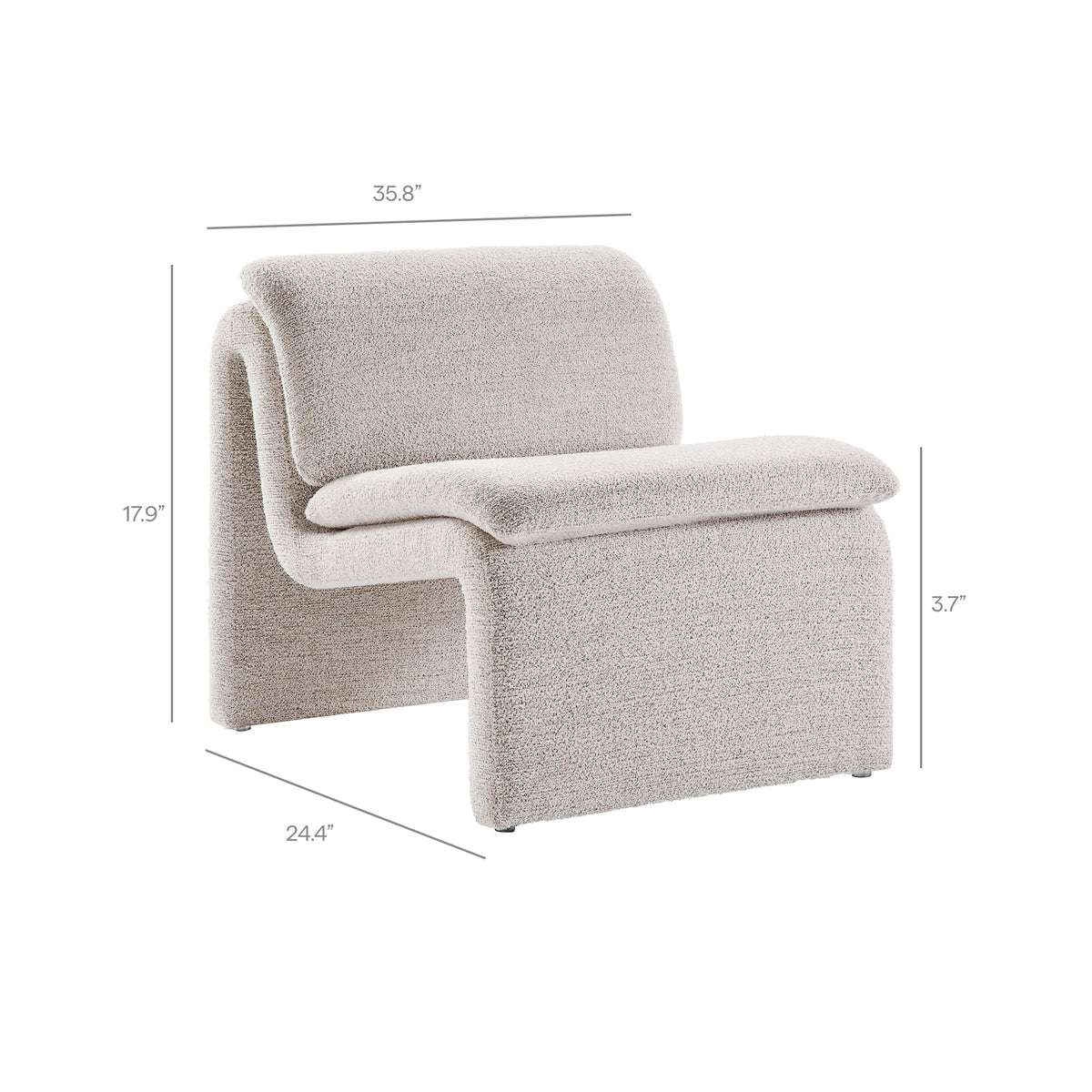 Lume Boucle Upholstered Armless Accent Chair, Parchment