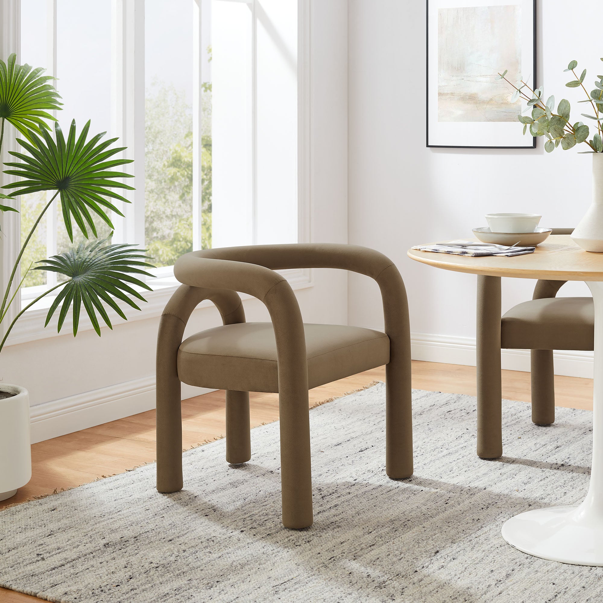 Astrid Performance Velvet Dining Chair, Camel