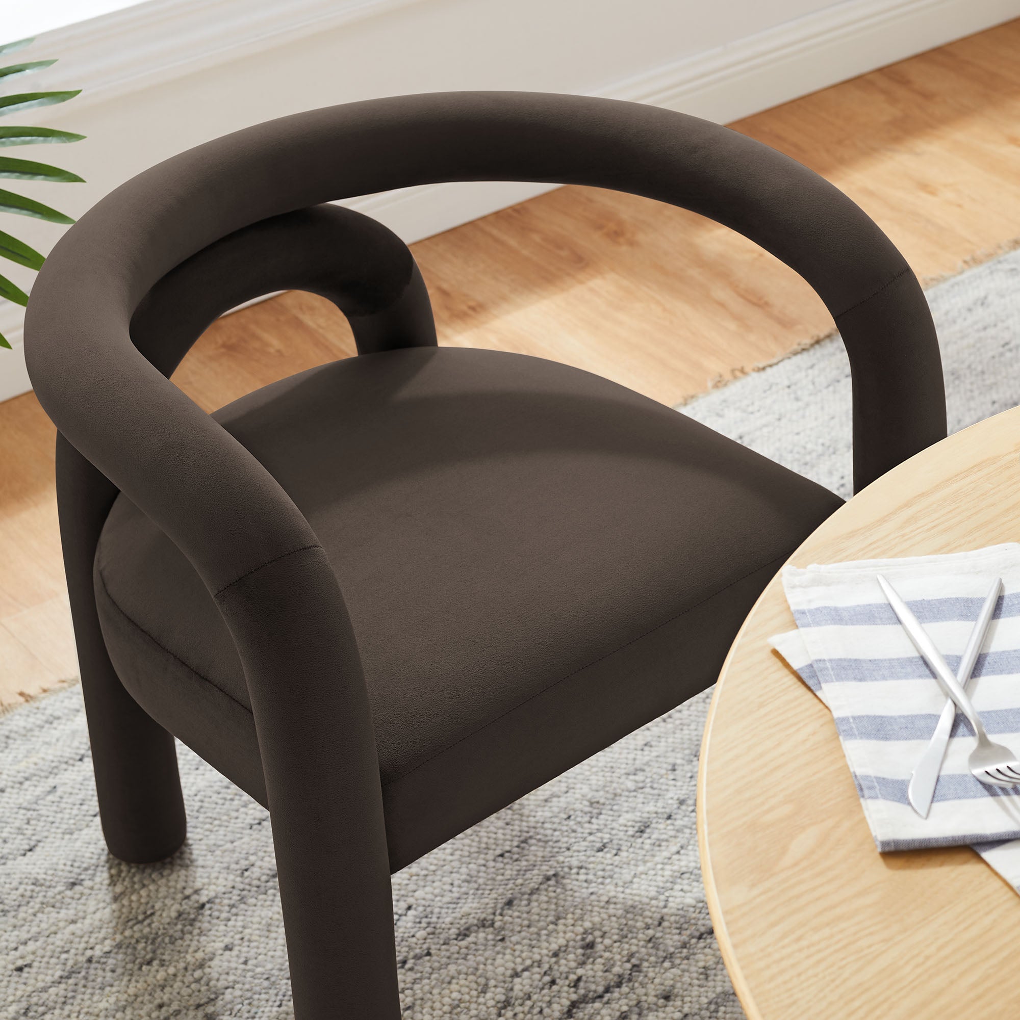Astrid Performance Velvet Dining Chair, Cocoa