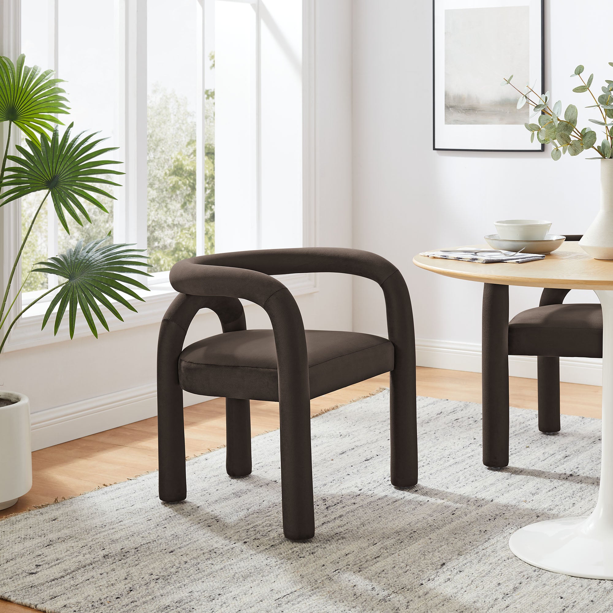 Astrid Performance Velvet Dining Chair, Cocoa