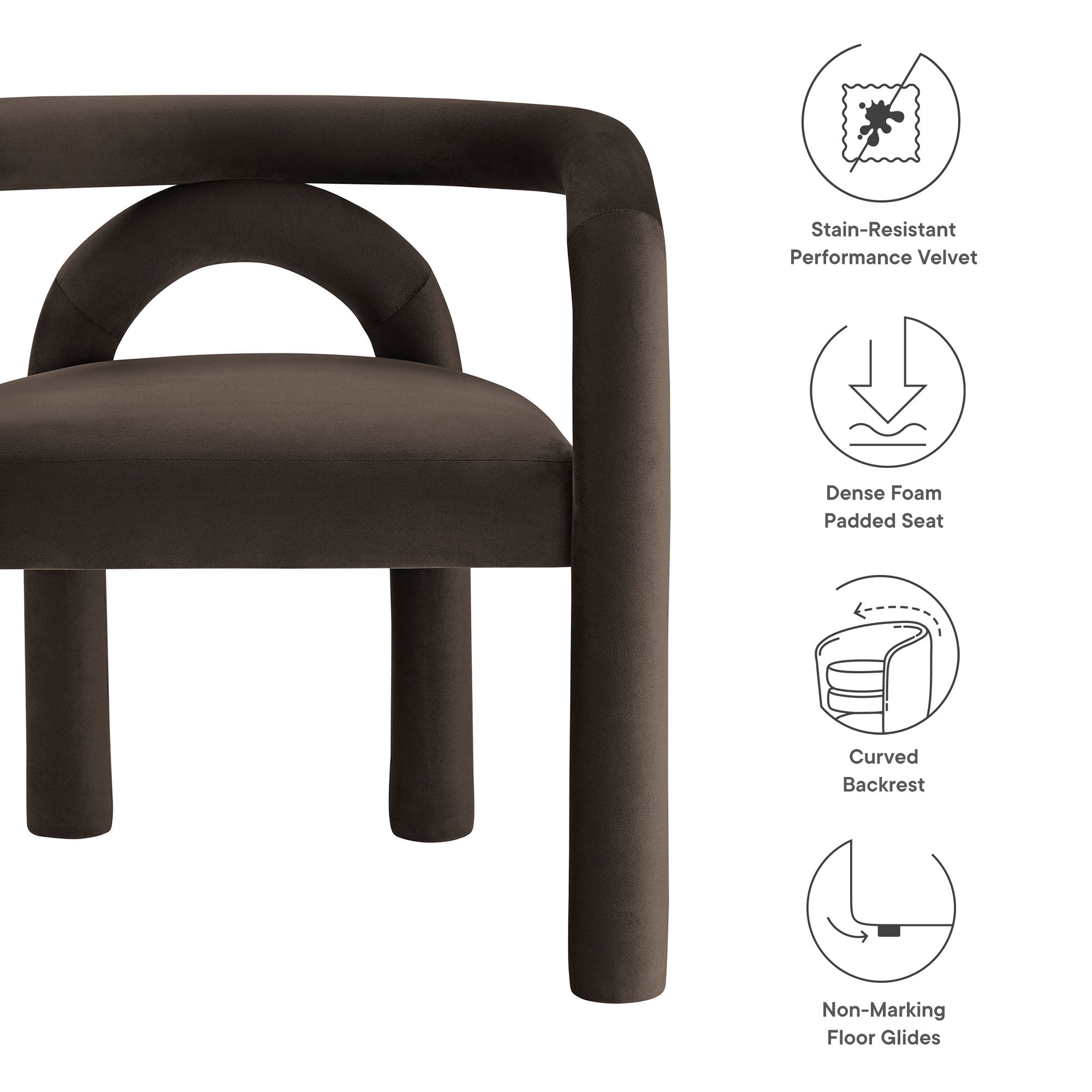 Astrid Performance Velvet Dining Chair, Cocoa