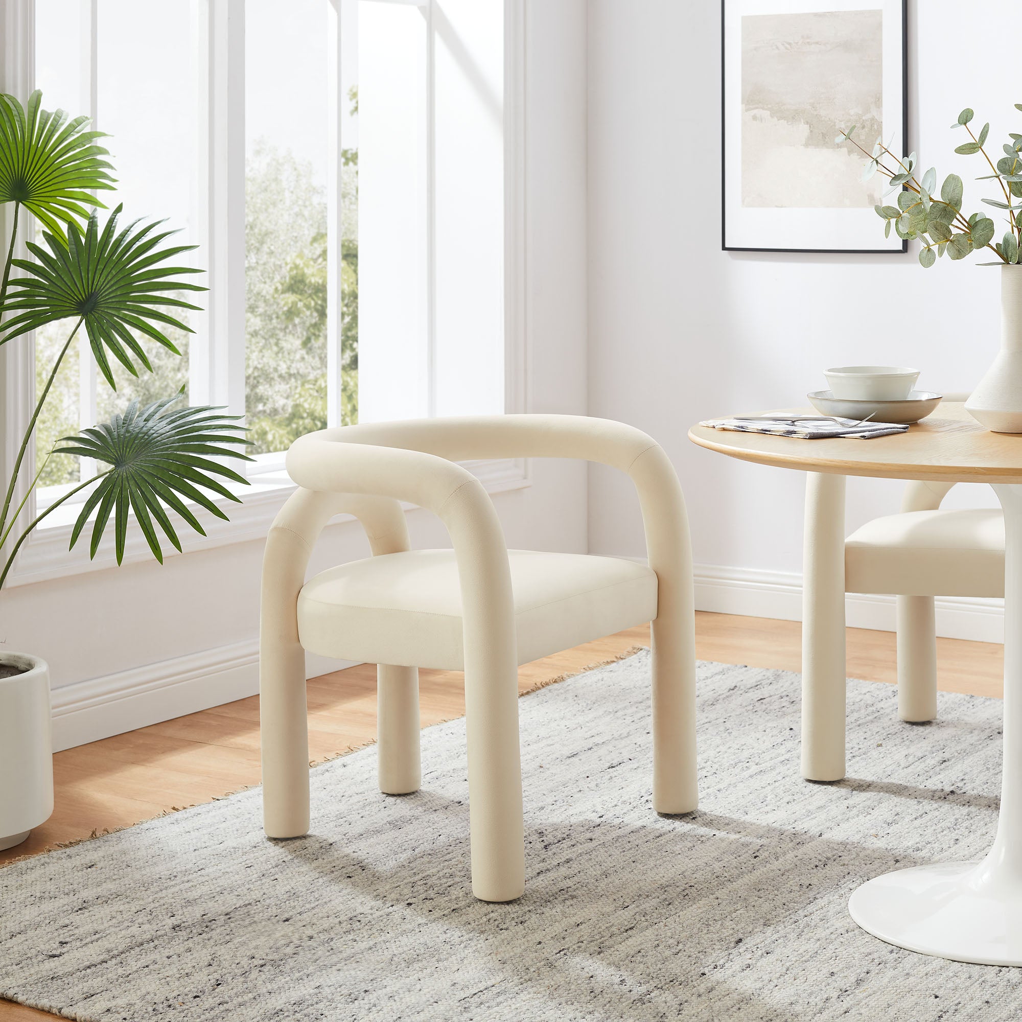 Astrid Performance Velvet Dining Chair, Porcelain