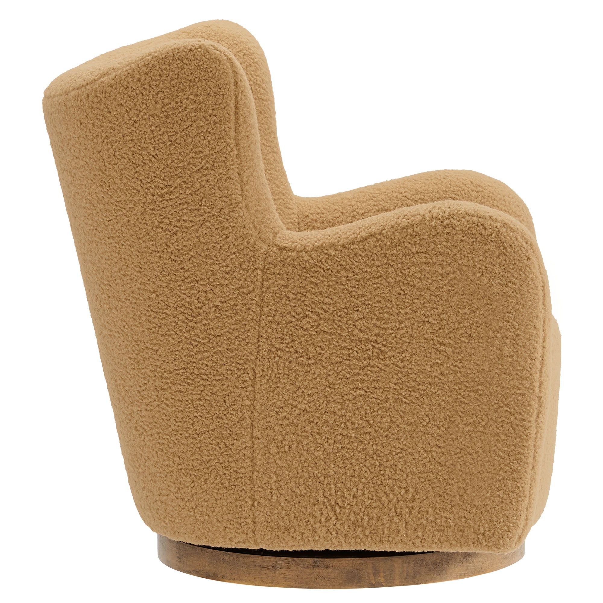Montrose Wingback Sherpa Swivel Accent Chair, Camel Walnut