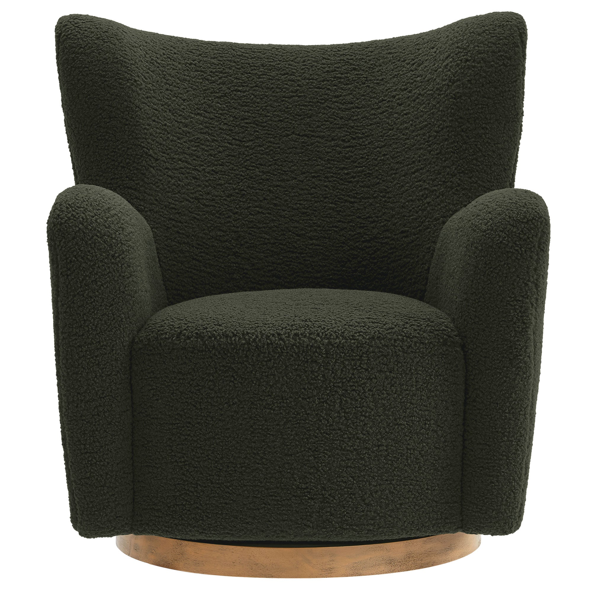 Montrose Wingback Sherpa Swivel Accent Chair, Fern Walnut