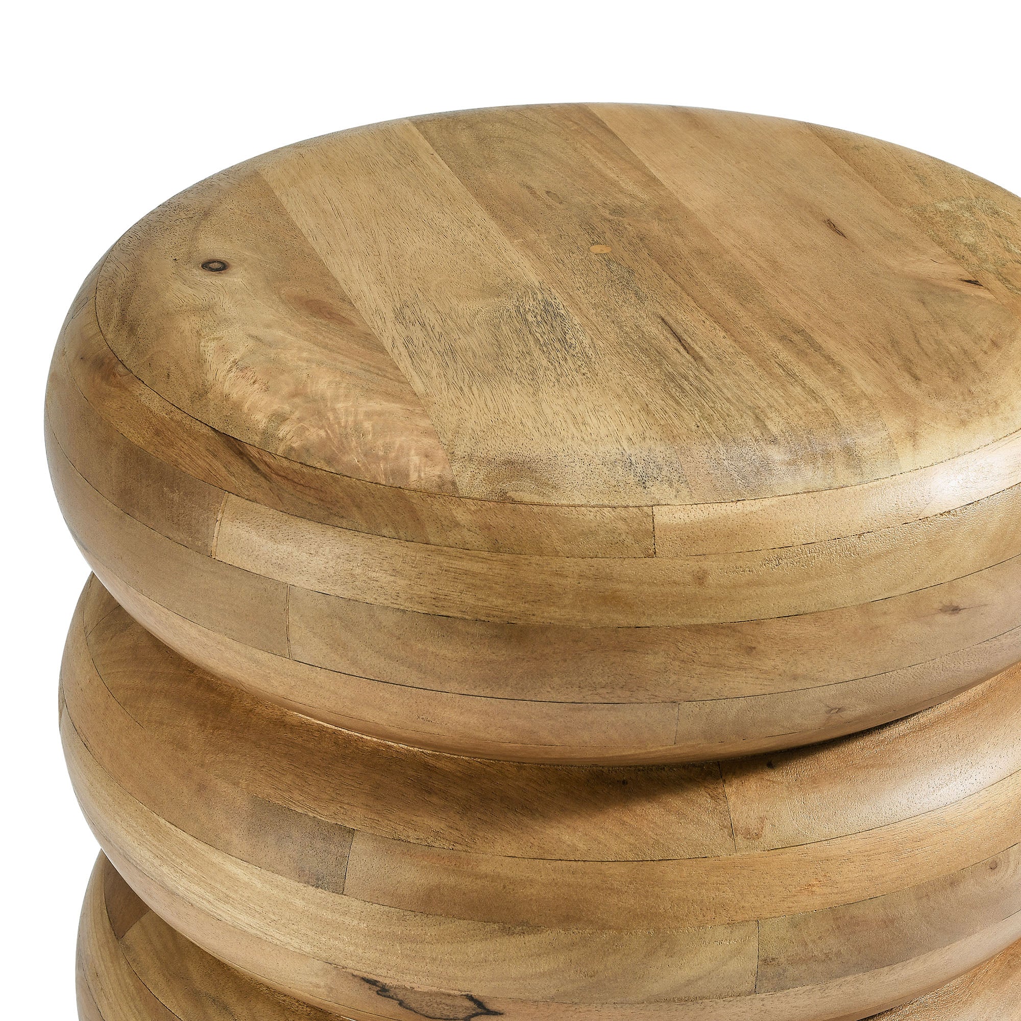 Ellery Round Stacked Wood Side Table, Natural