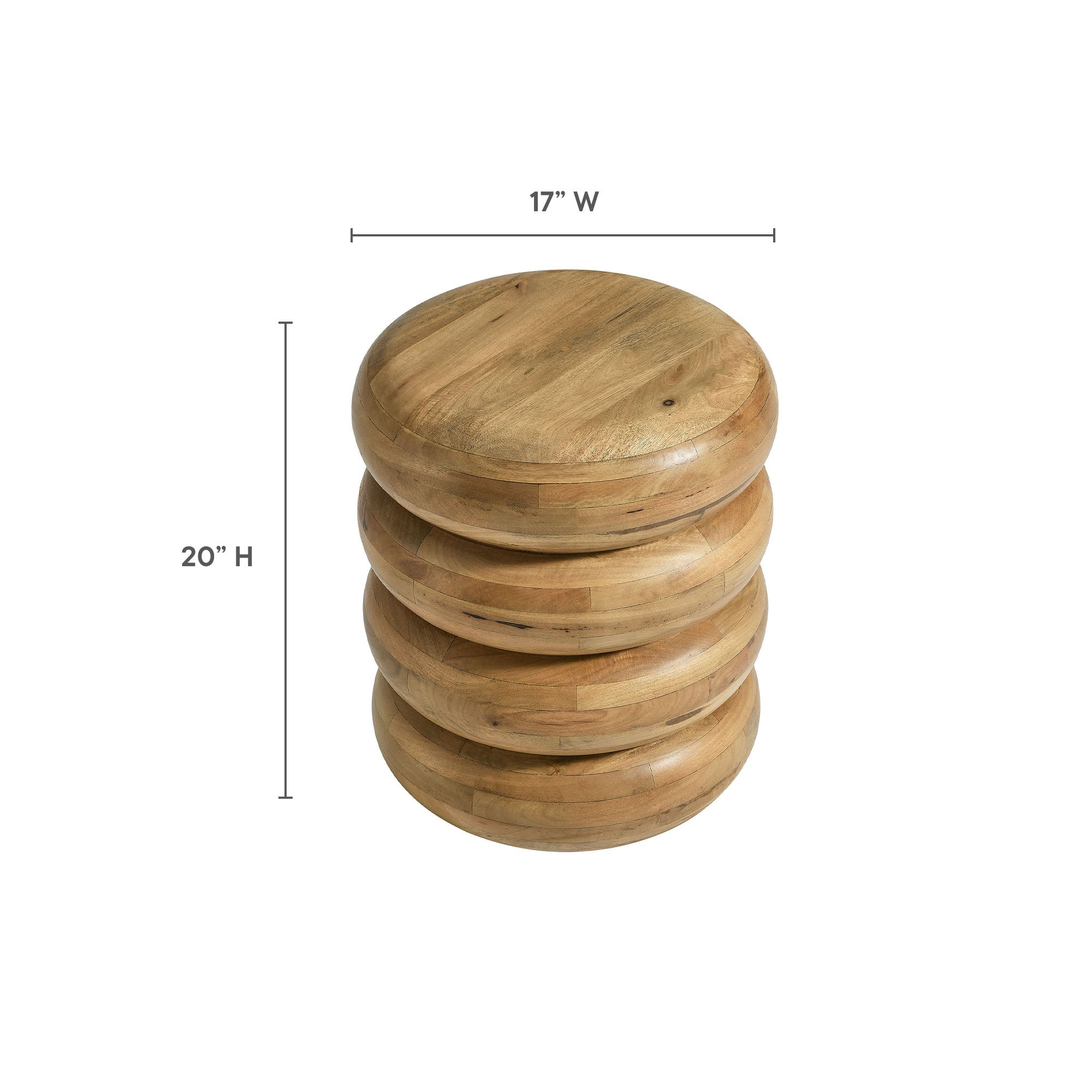 Ellery Round Stacked Wood Side Table, Natural