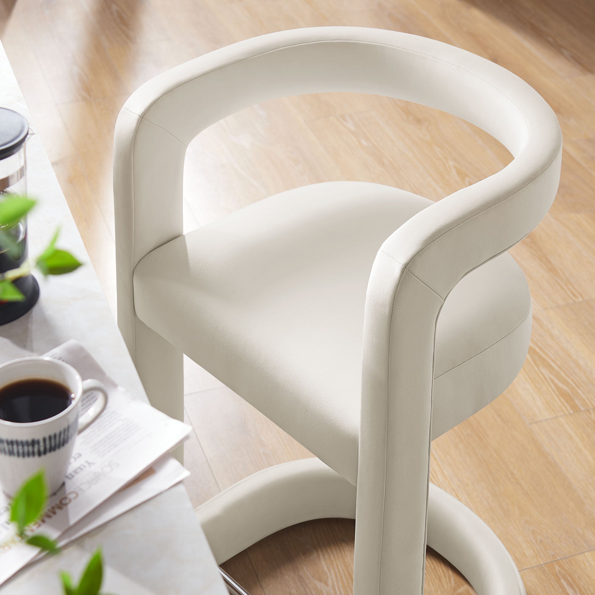 Winslow Performance Velvet Counter Stool, Alabaster