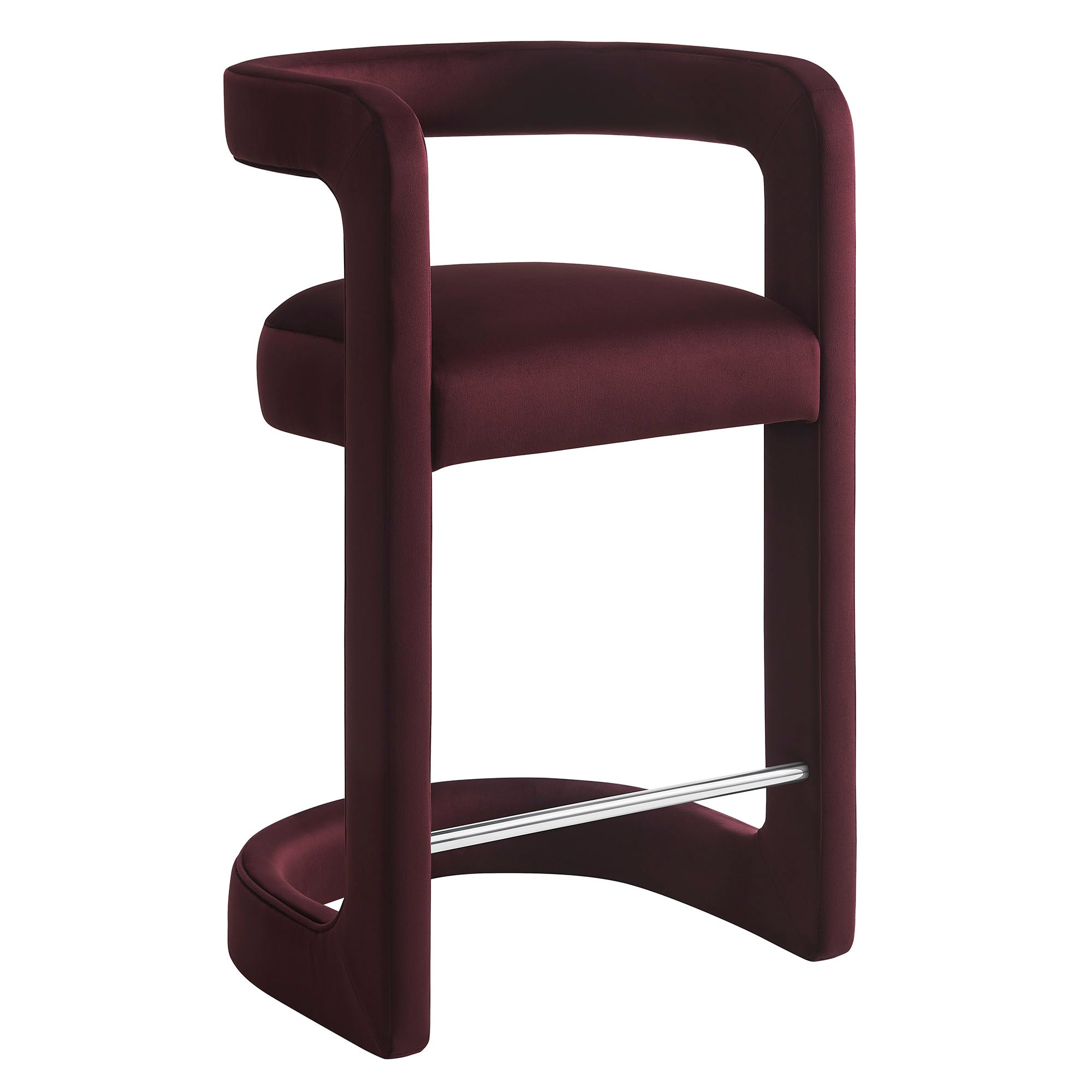 Winslow Performance Velvet Counter Stool, Mulberry
