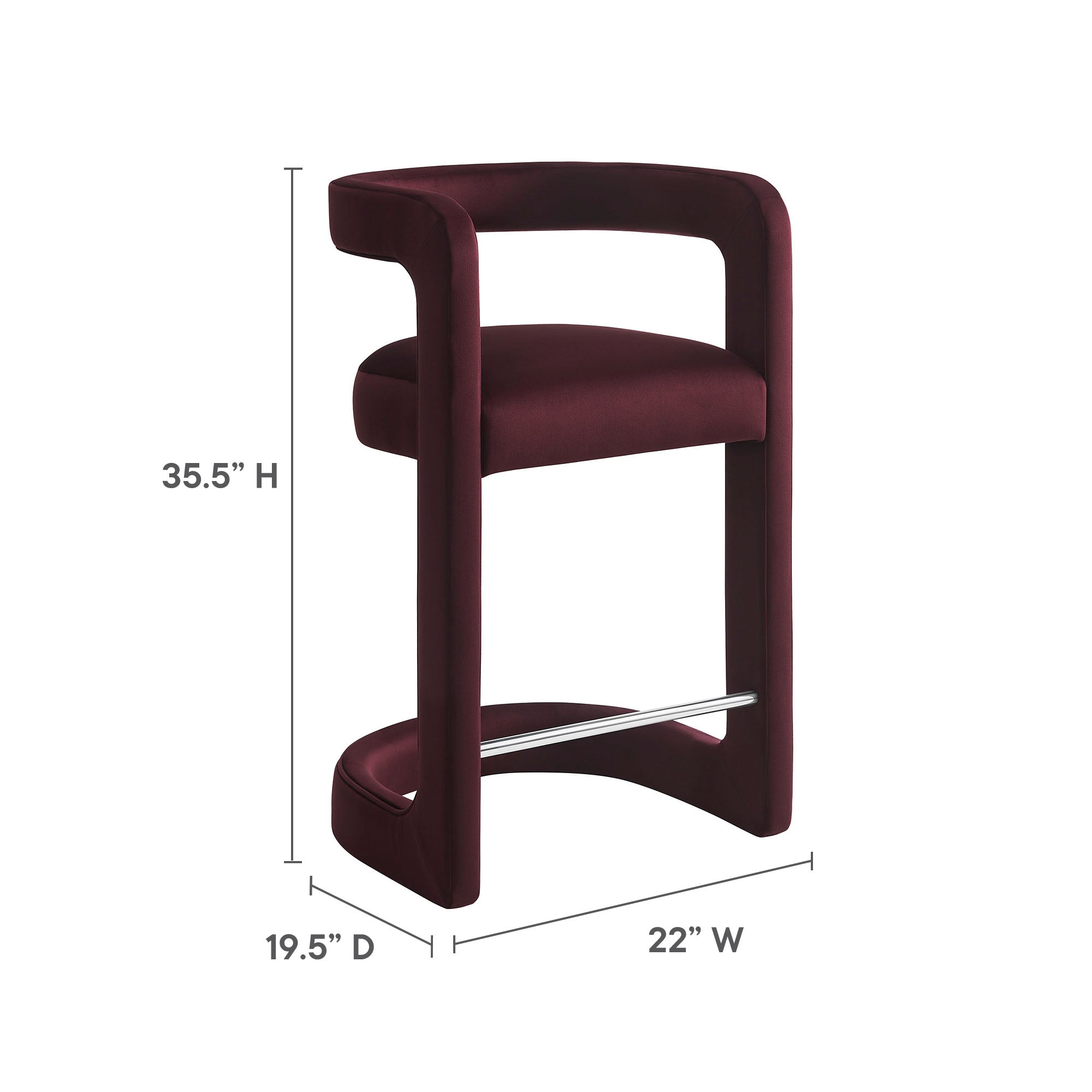 Winslow Performance Velvet Counter Stool, Mulberry