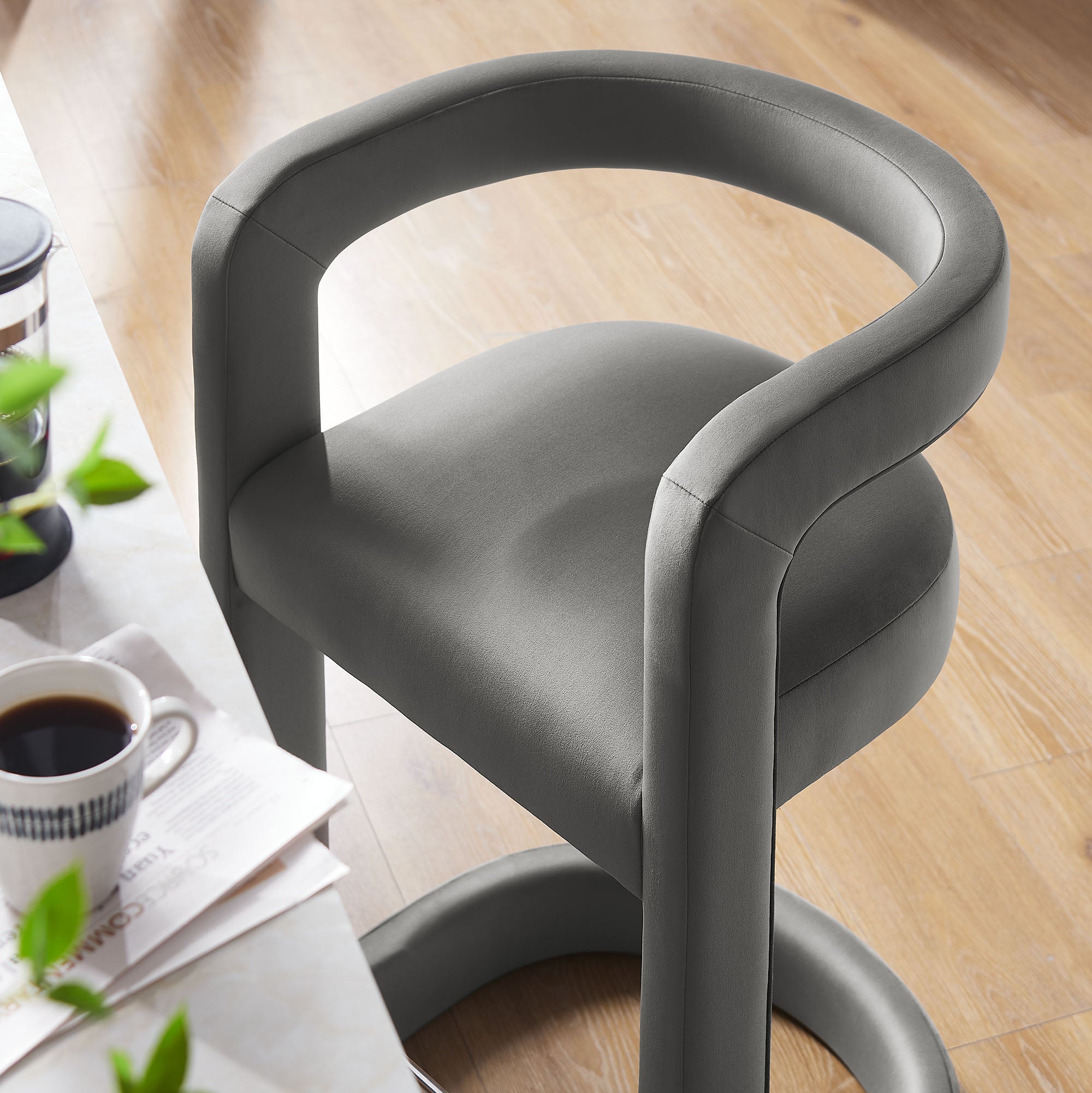 Winslow Performance Velvet Counter Stool, Storm Gray