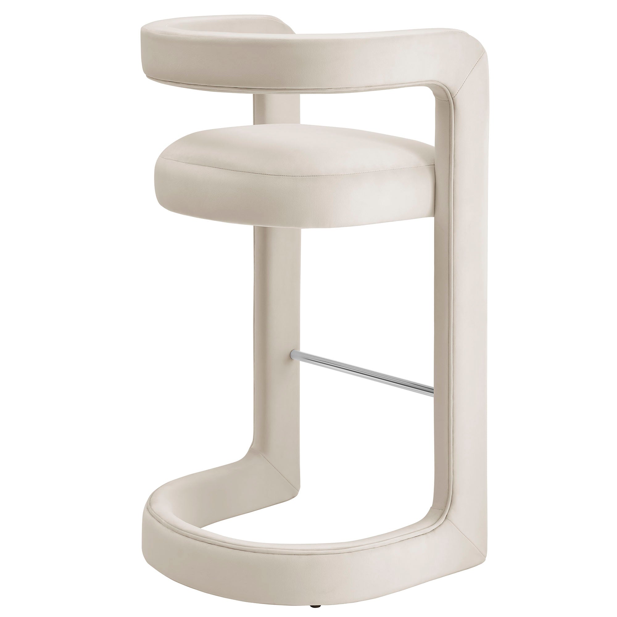 Winslow Performance Velvet Bar Stool, Alabaster