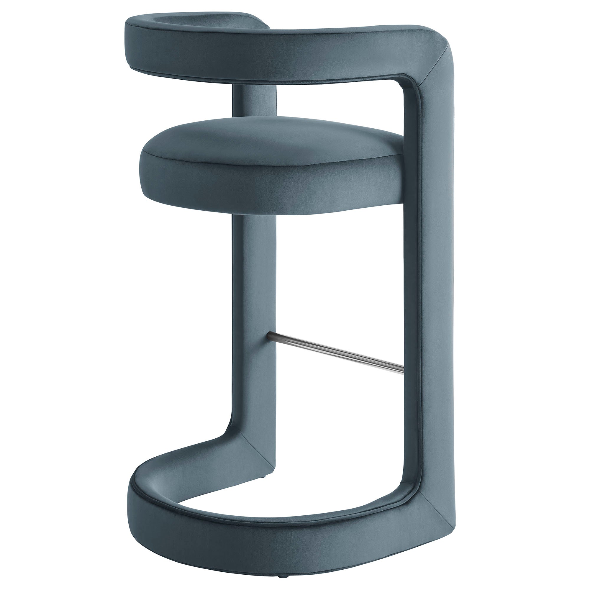 Winslow Performance Velvet Bar Stool, Cadet Blue