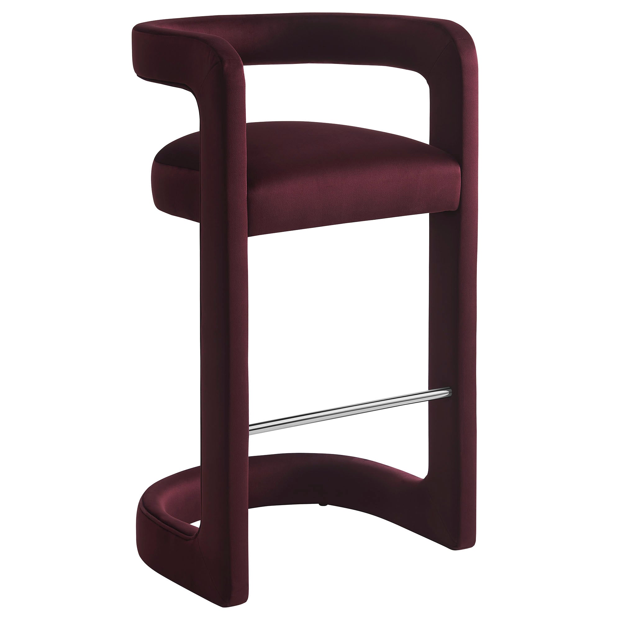 Winslow Performance Velvet Bar Stool, Mulberry