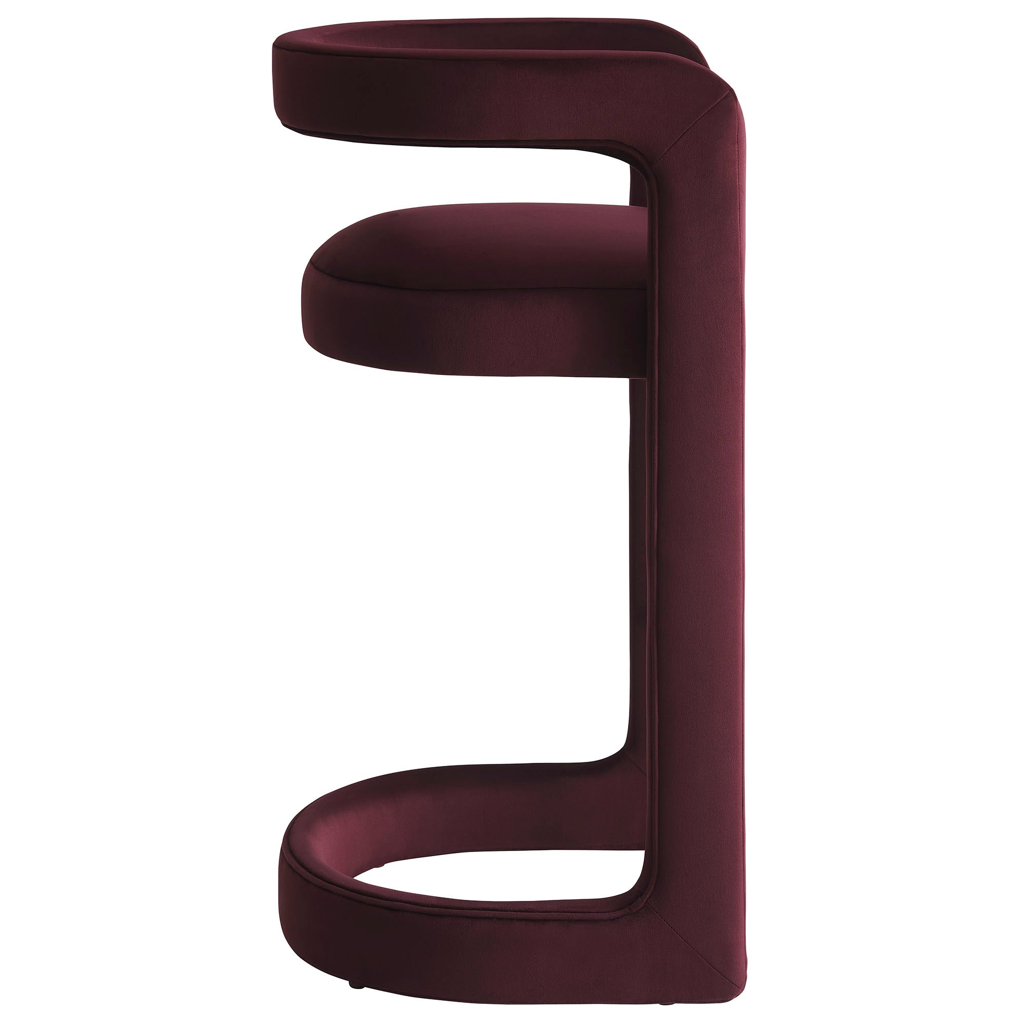 Winslow Performance Velvet Bar Stool, Mulberry