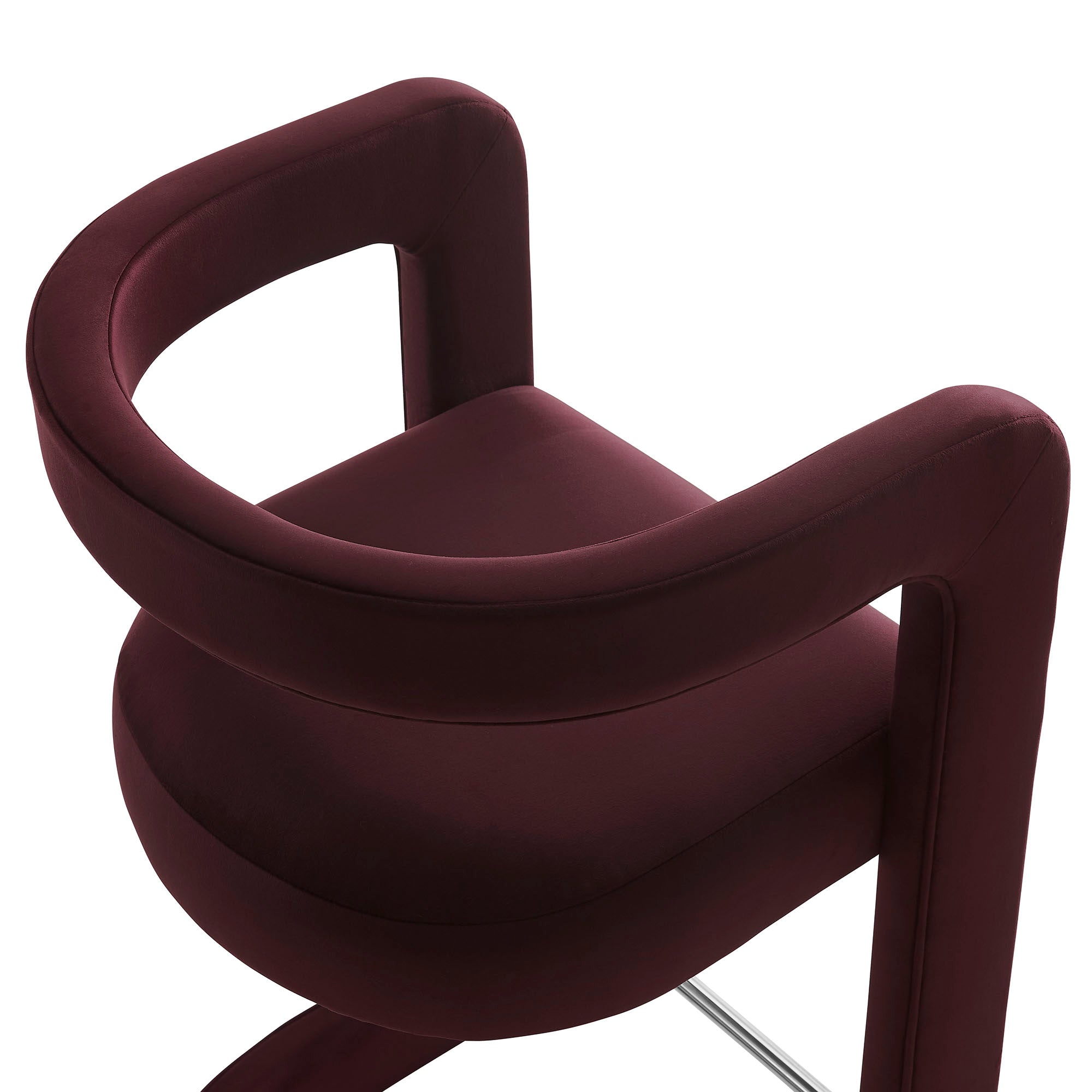 Winslow Performance Velvet Bar Stool, Mulberry